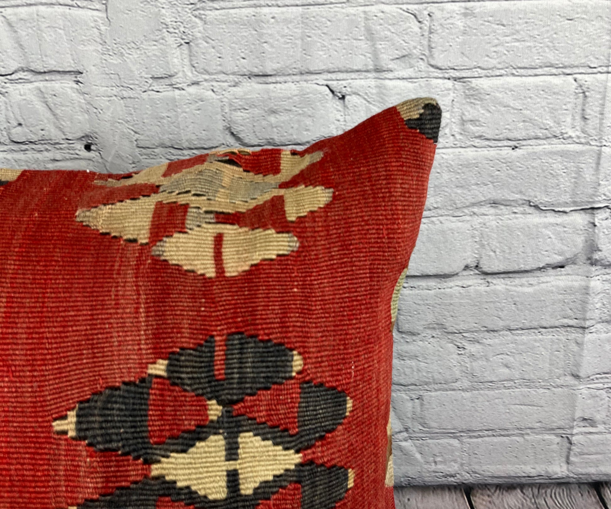 20 x 20 Kilim Pillow Turkish Cushion Natural Red Black Pillow Cushion Cover #6808