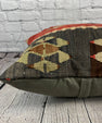 20 x 20 Kilim Pillow Turkish Cushion Natural Red Black Pillow Cushion Cover #6808