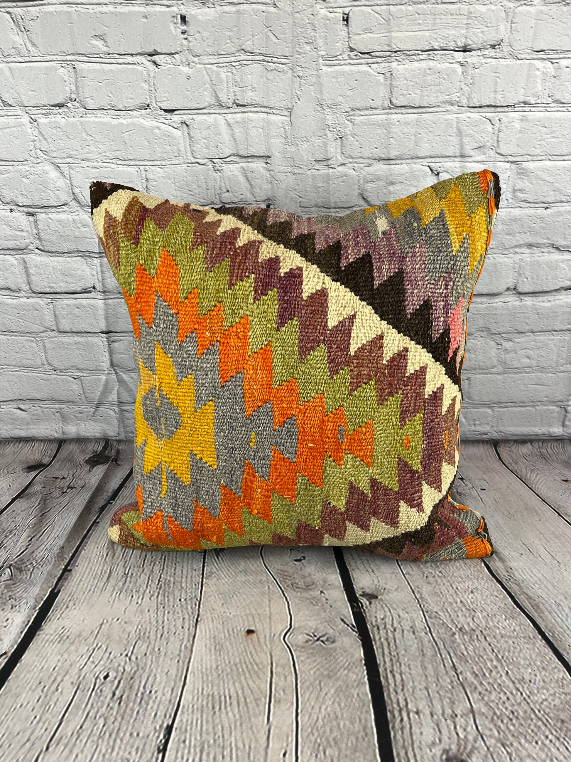 20 x 20 Kilim Pillow Turkish Cushion Natural Aegean Serenity Pillow Cushion Cover #6743