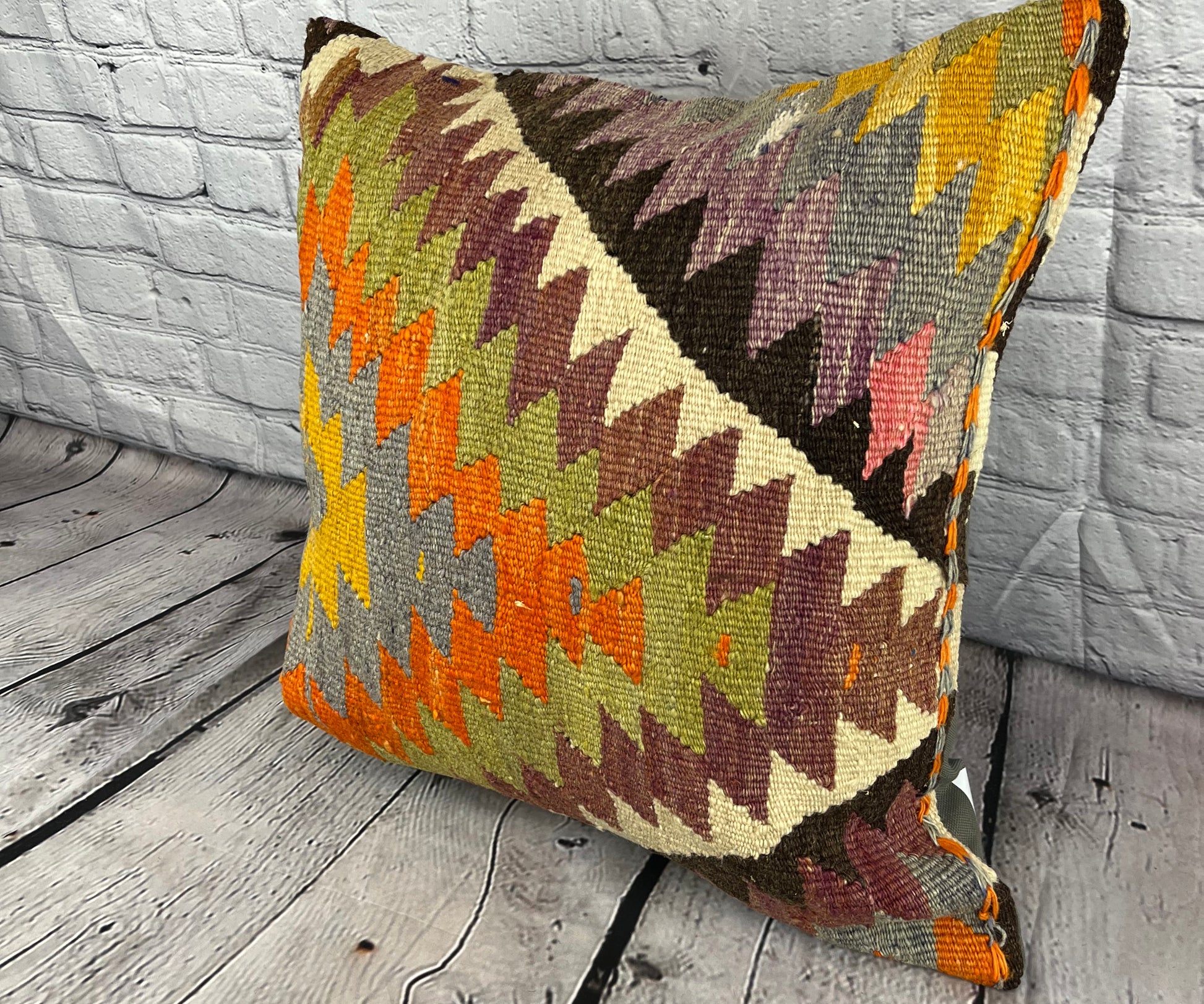 20 x 20 Kilim Pillow Turkish Cushion Natural Aegean Serenity Pillow Cushion Cover #6743