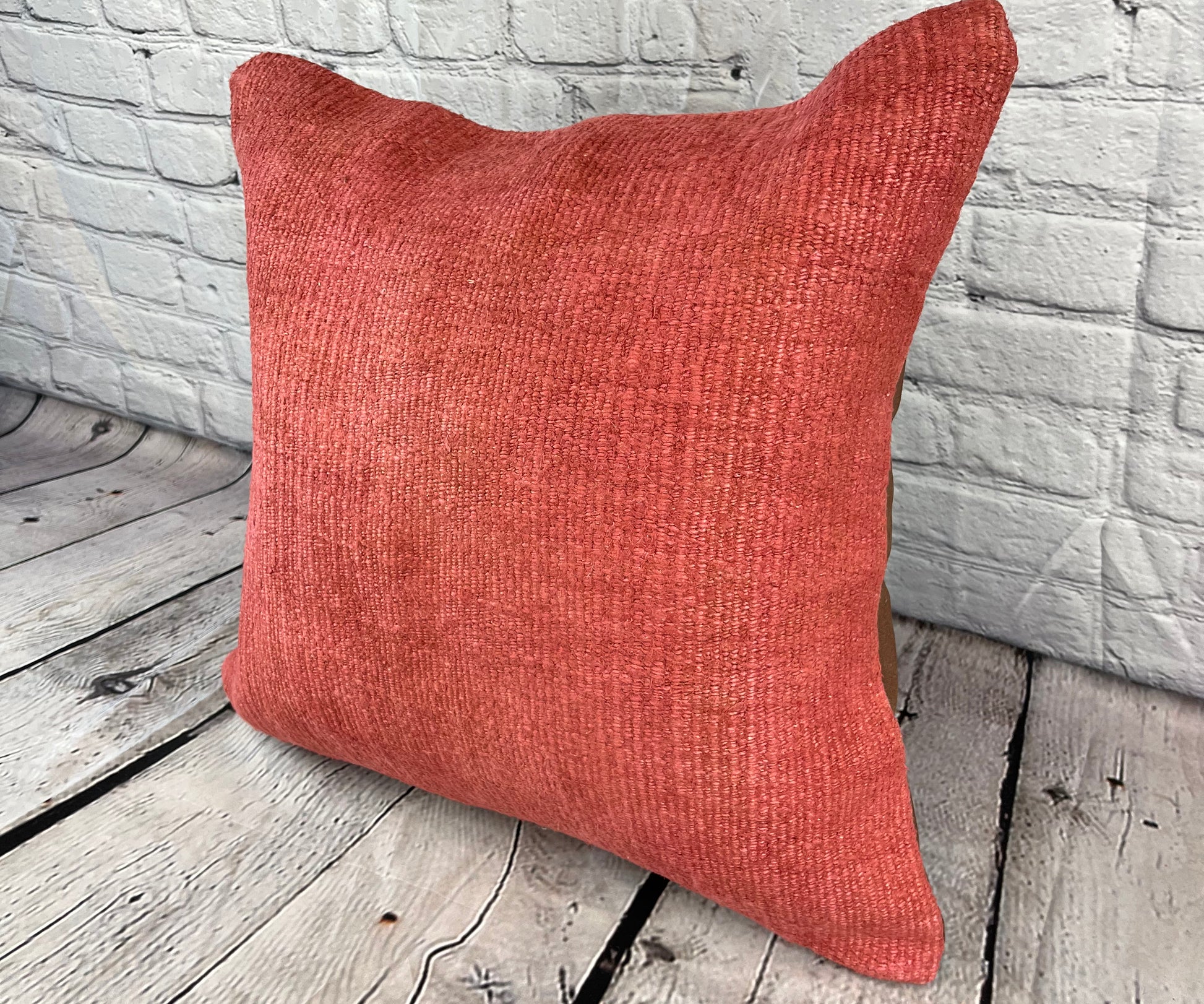 20 x 20 Hemp Pillow Turkish Cushion Natural Pinkish Red Pillow Cushion Cover #6476