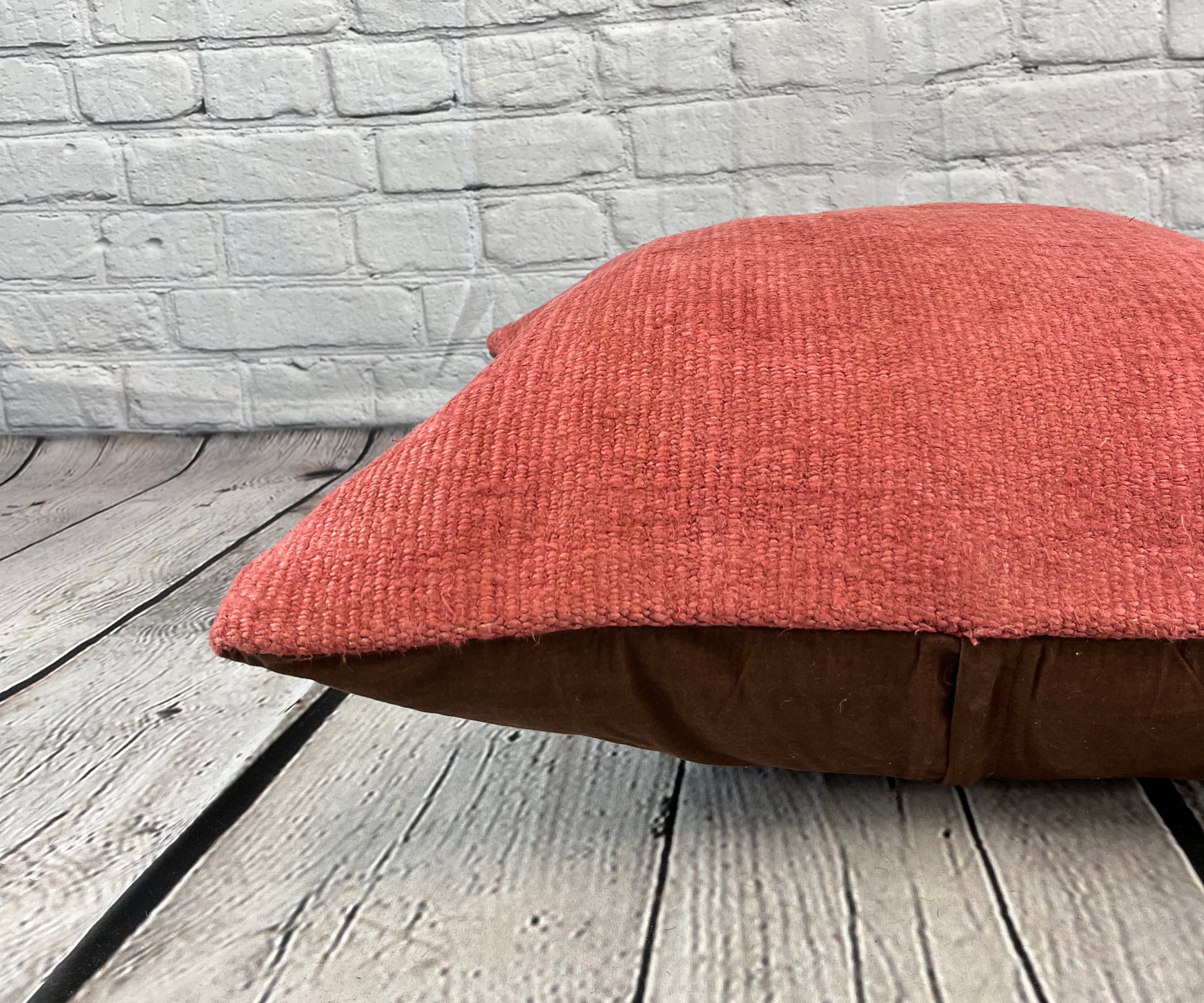 20 x 20 Hemp Pillow Turkish Cushion Natural Pinkish Red Pillow Cushion Cover #6476