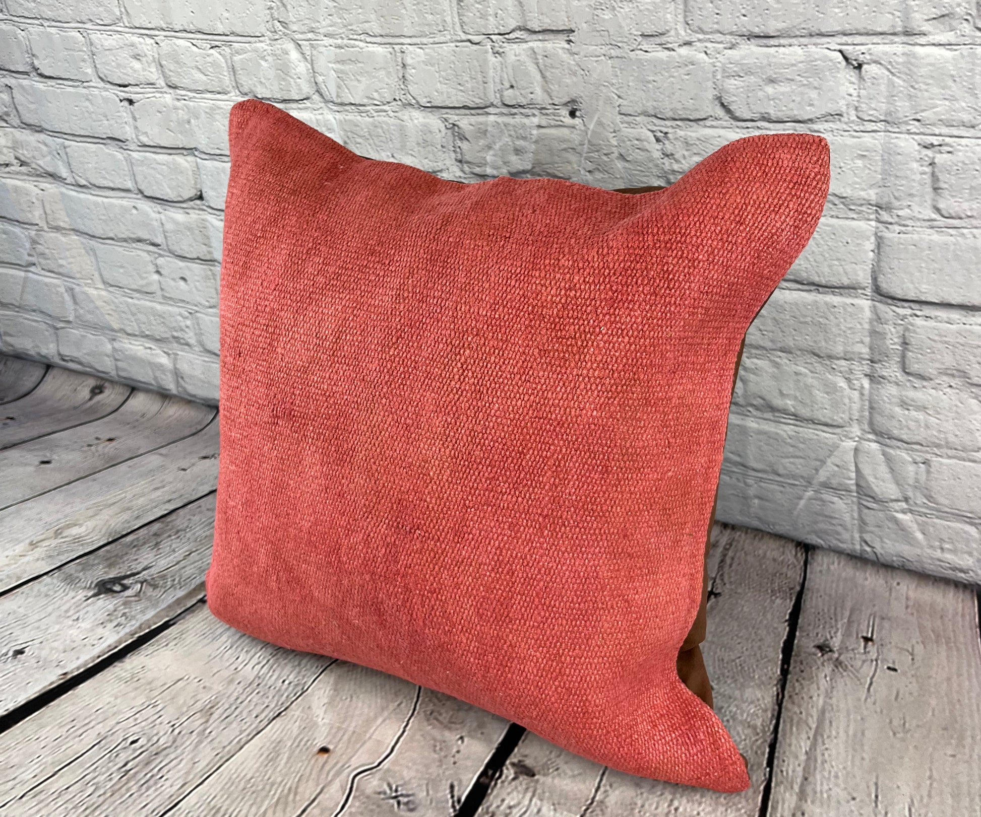 20 x 20 Hemp Pillow Turkish Cushion Natural Pinkish Red Pillow Cushion Cover #6473