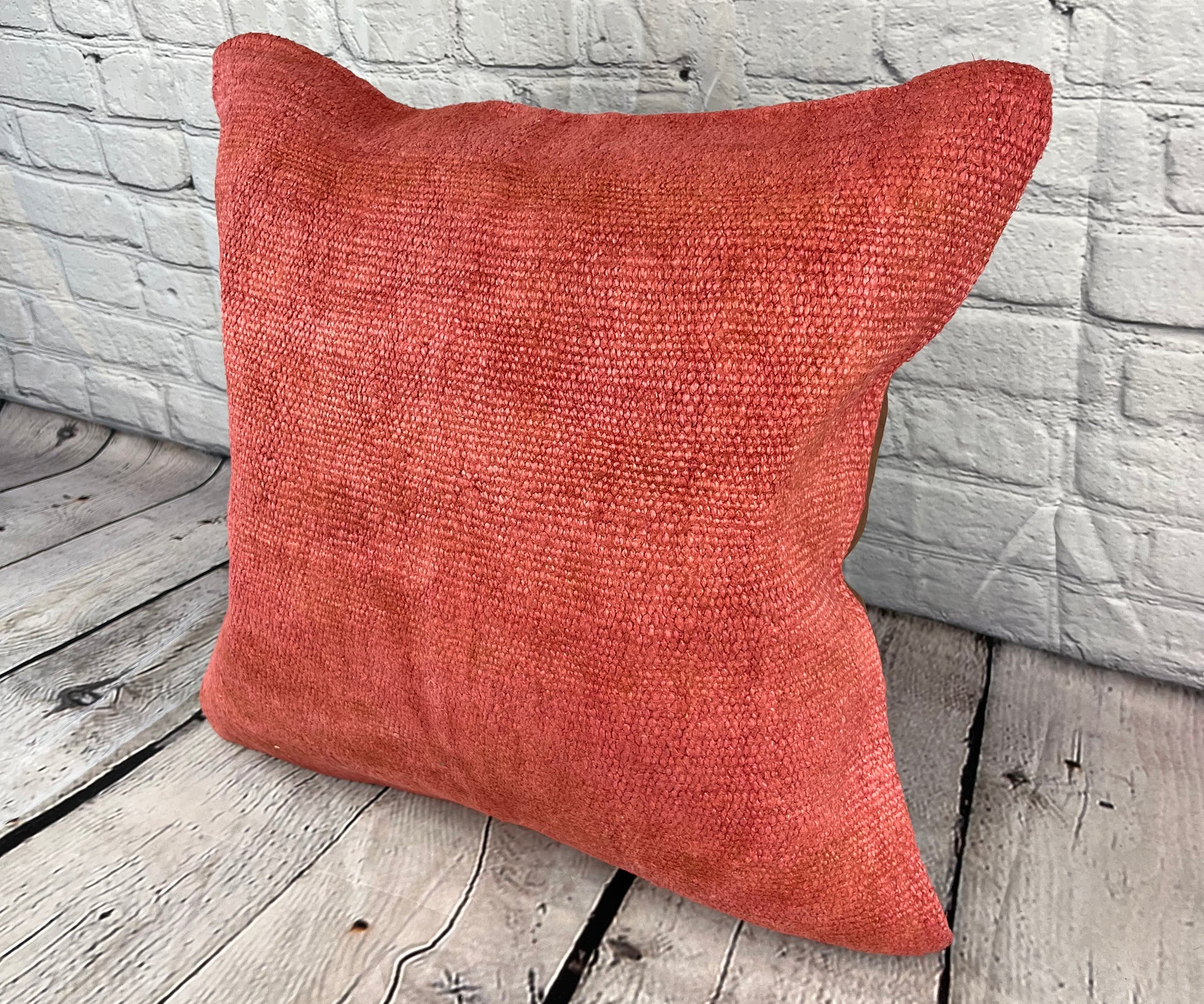 20 x 20 Hemp Pillow Turkish Cushion Natural Pinkish Red Pillow Cushion Cover #6472