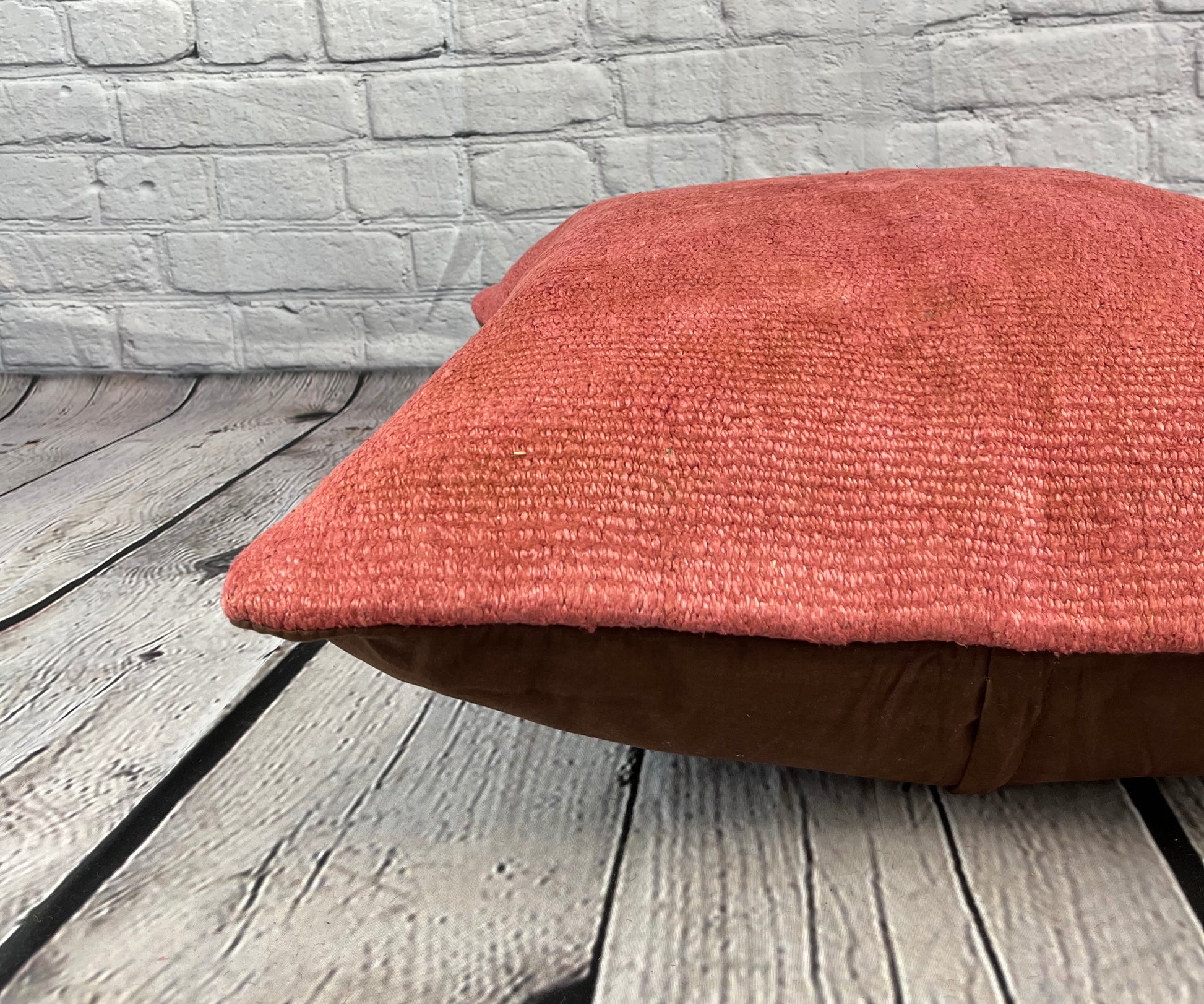 20 x 20 Hemp Pillow Turkish Cushion Natural Pinkish Red Pillow Cushion Cover #6472