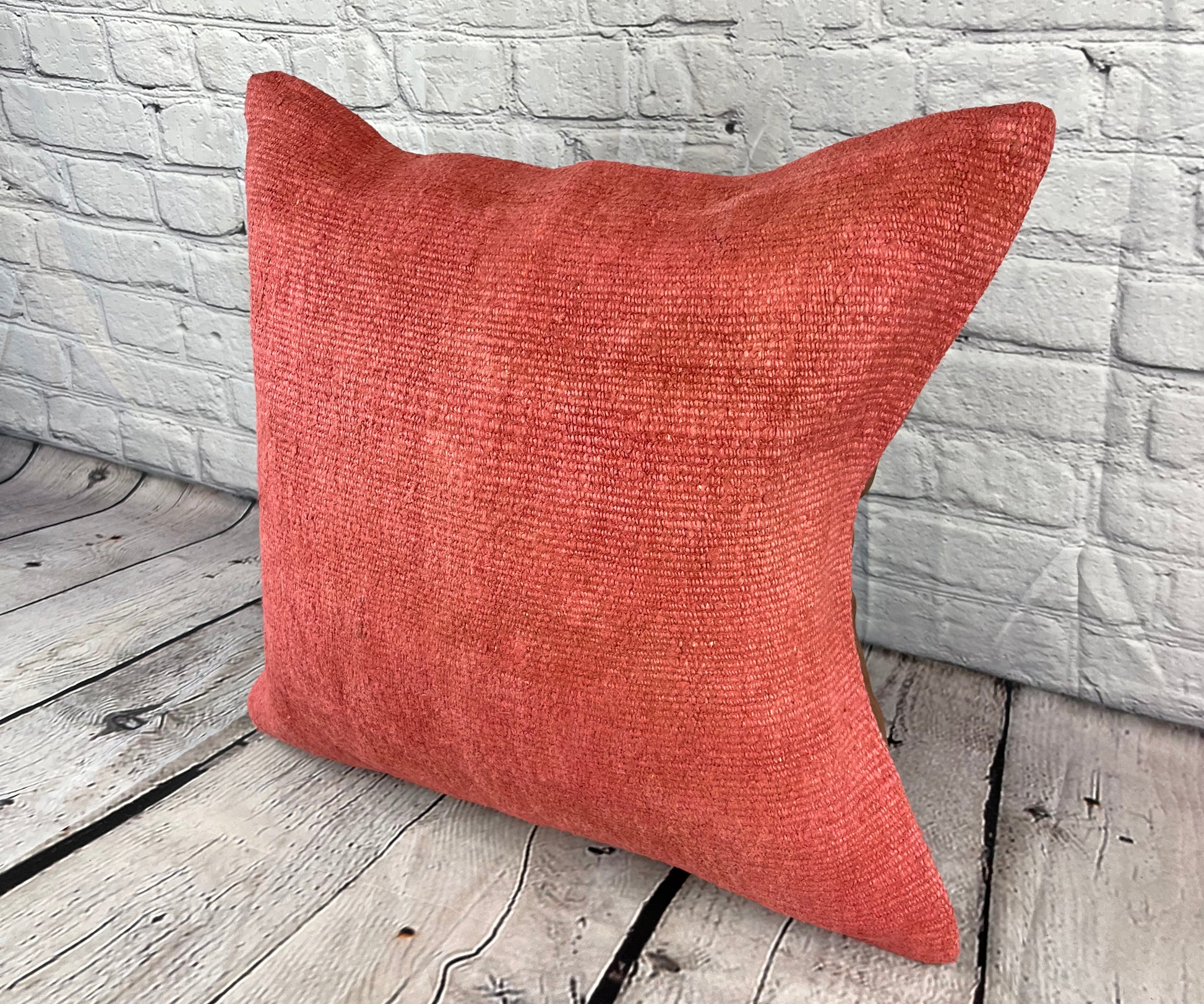 20 x 20 Hemp Pillow Turkish Cushion Natural Pinkish Red Pillow Cushion Cover #6469