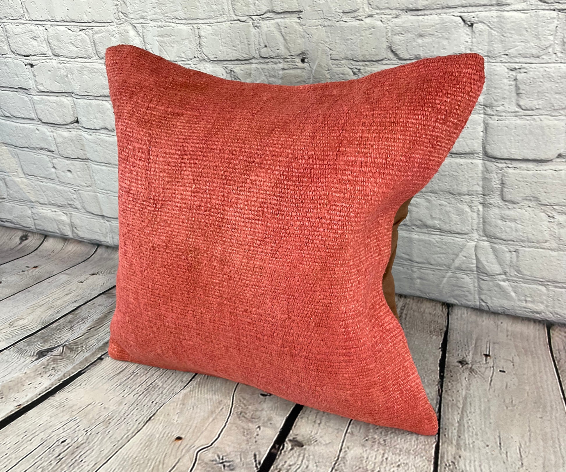 20 x 20 Hemp Pillow Turkish Cushion Natural Pinkish Red Pillow Cushion Cover #6466