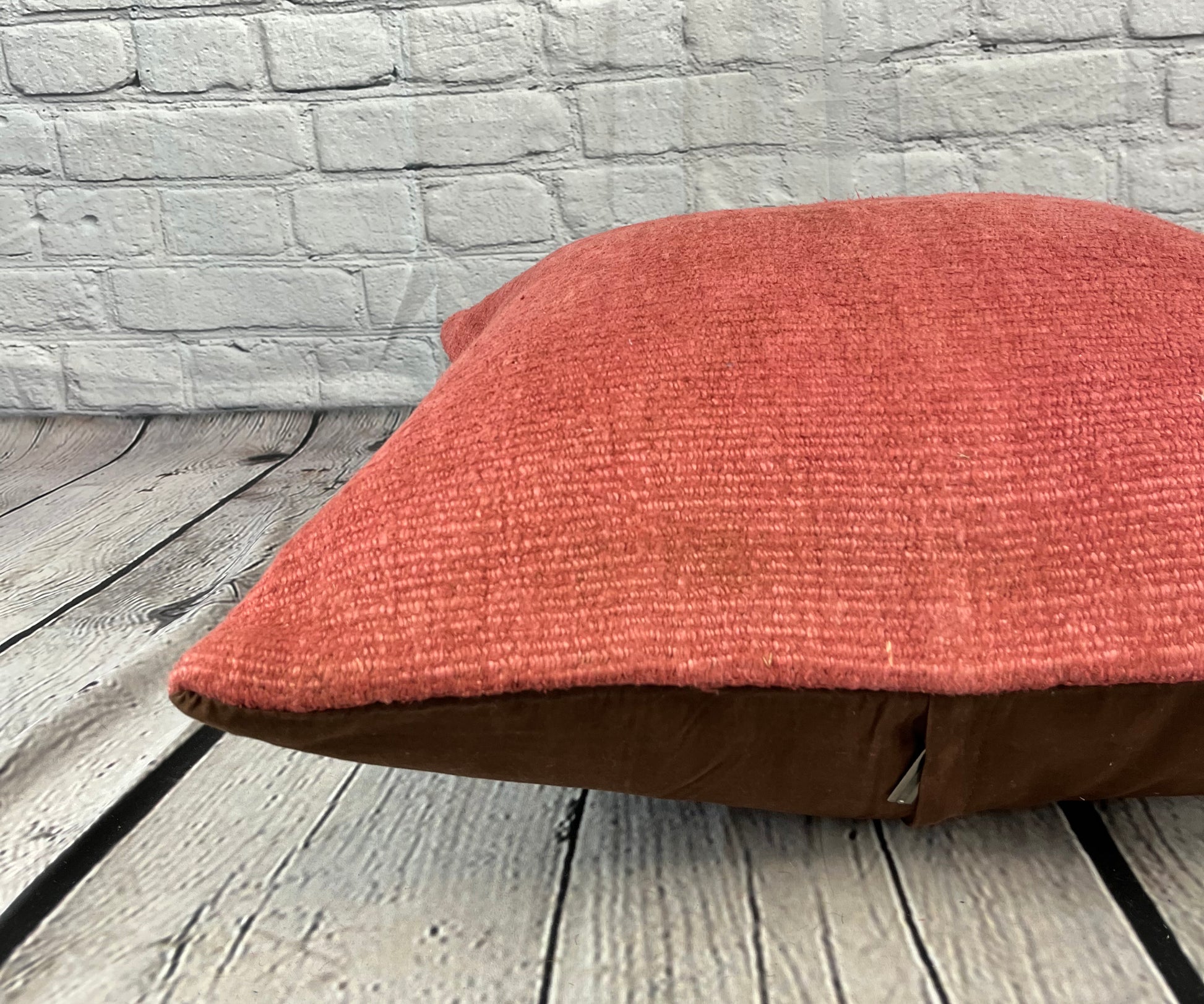 20 x 20 Hemp Pillow Turkish Cushion Natural Pinkish Red Pillow Cushion Cover #6466