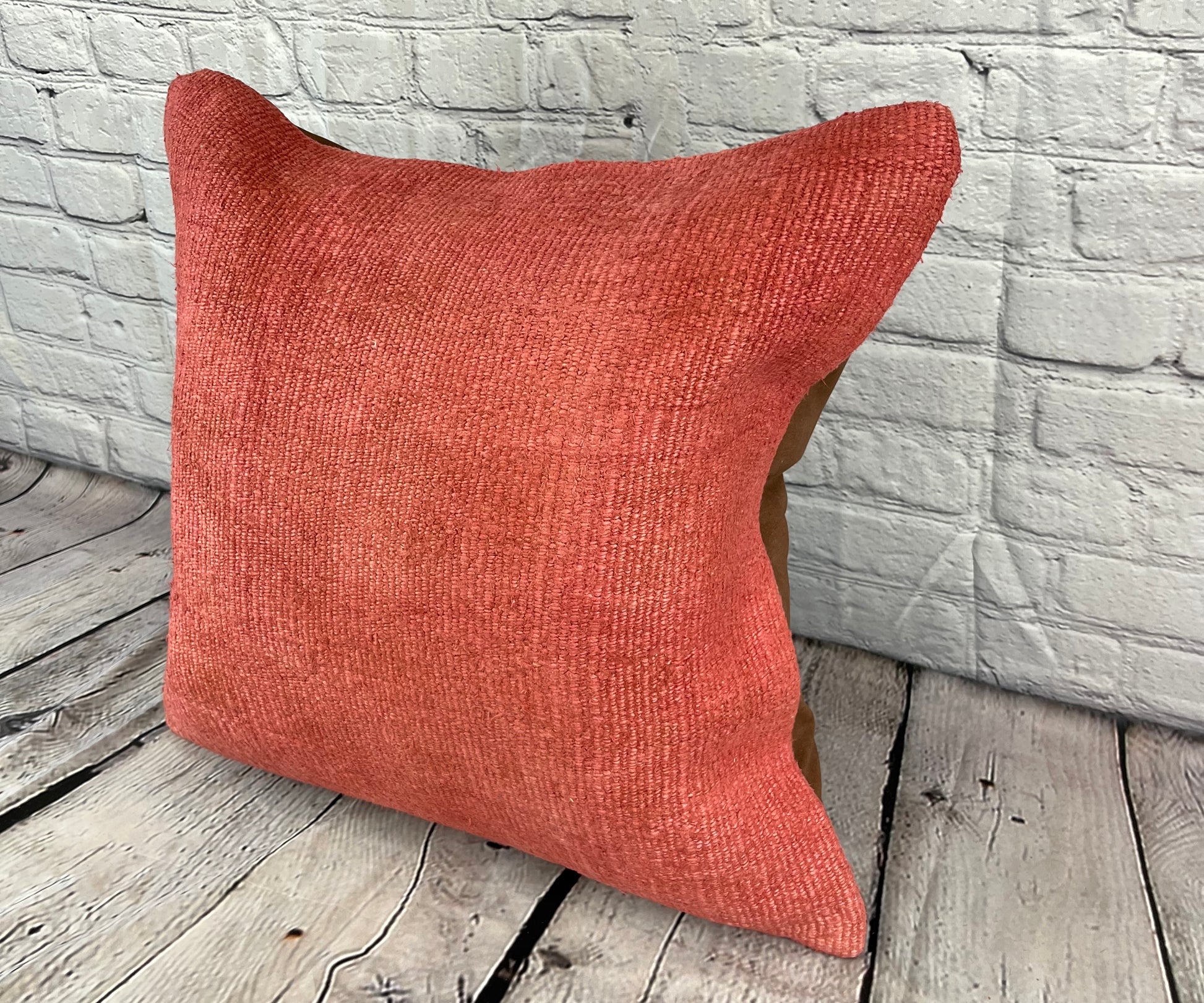 20 x 20 Hemp Pillow Turkish Cushion Natural Pinkish Red Pillow Cushion Cover #6462
