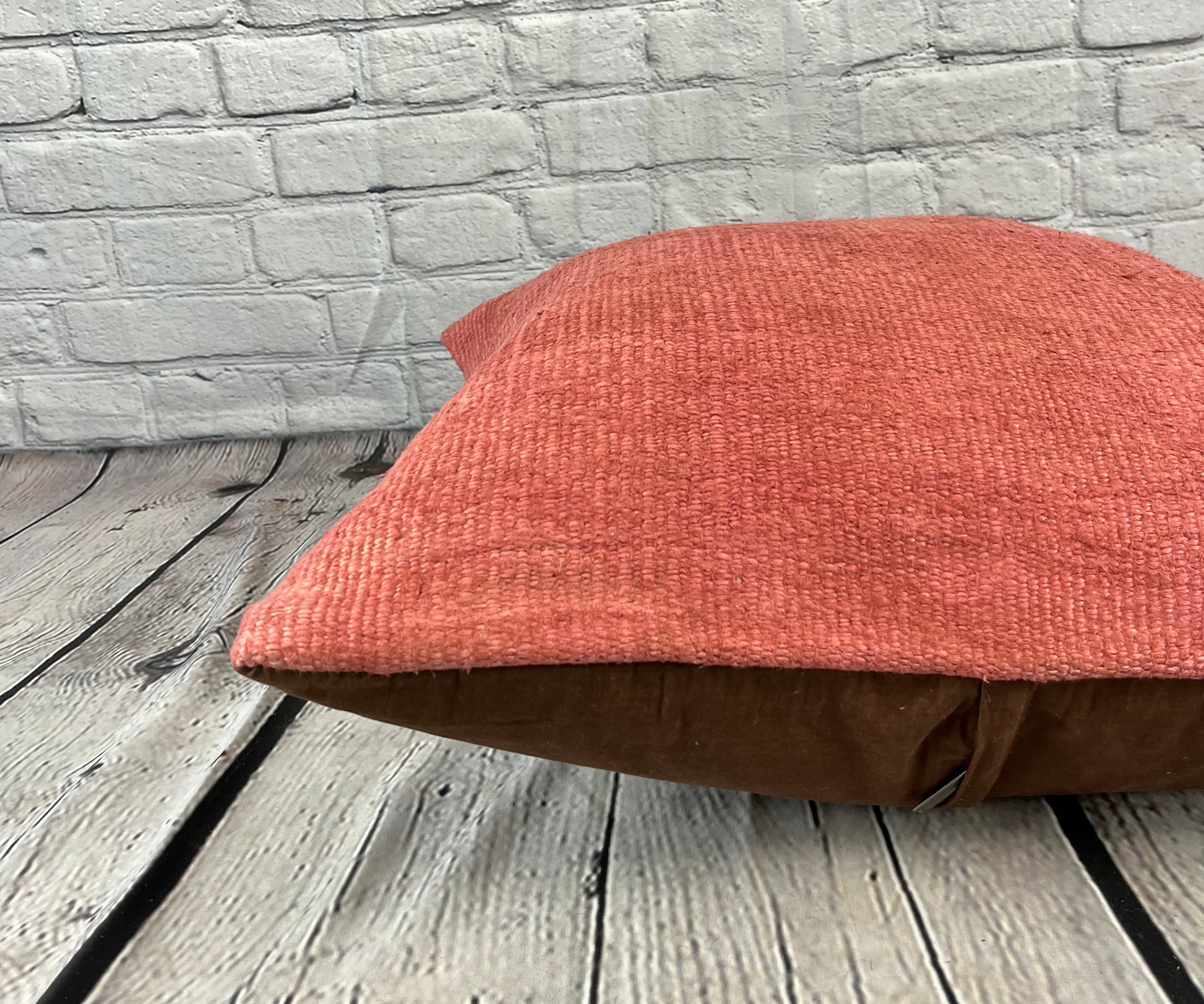 20 x 20 Hemp Pillow Turkish Cushion Natural Pinkish Red Pillow Cushion Cover #6462