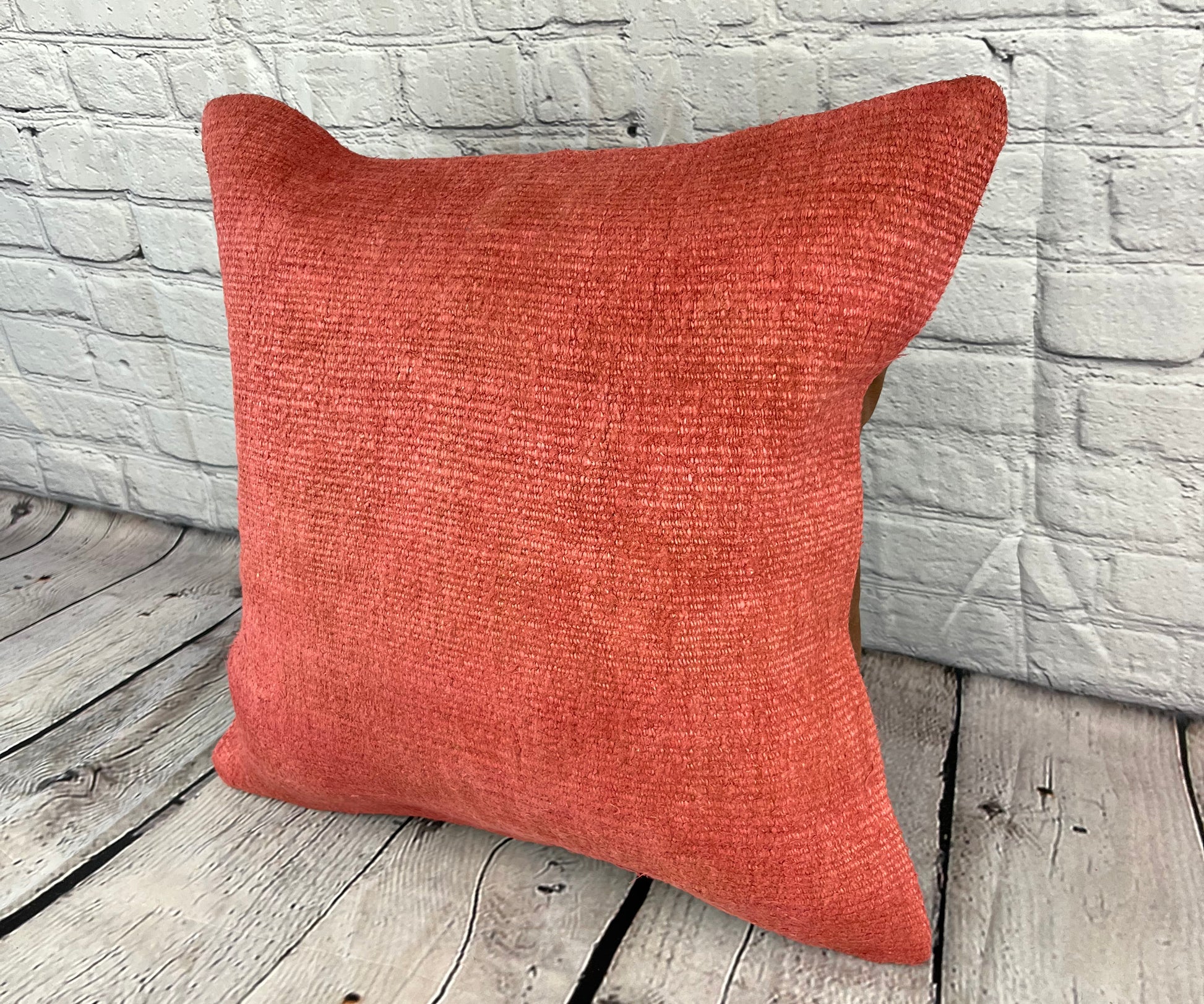 20 x 20 Hemp Pillow Turkish Cushion Natural Pinkish Red Pillow Cushion Cover #6464