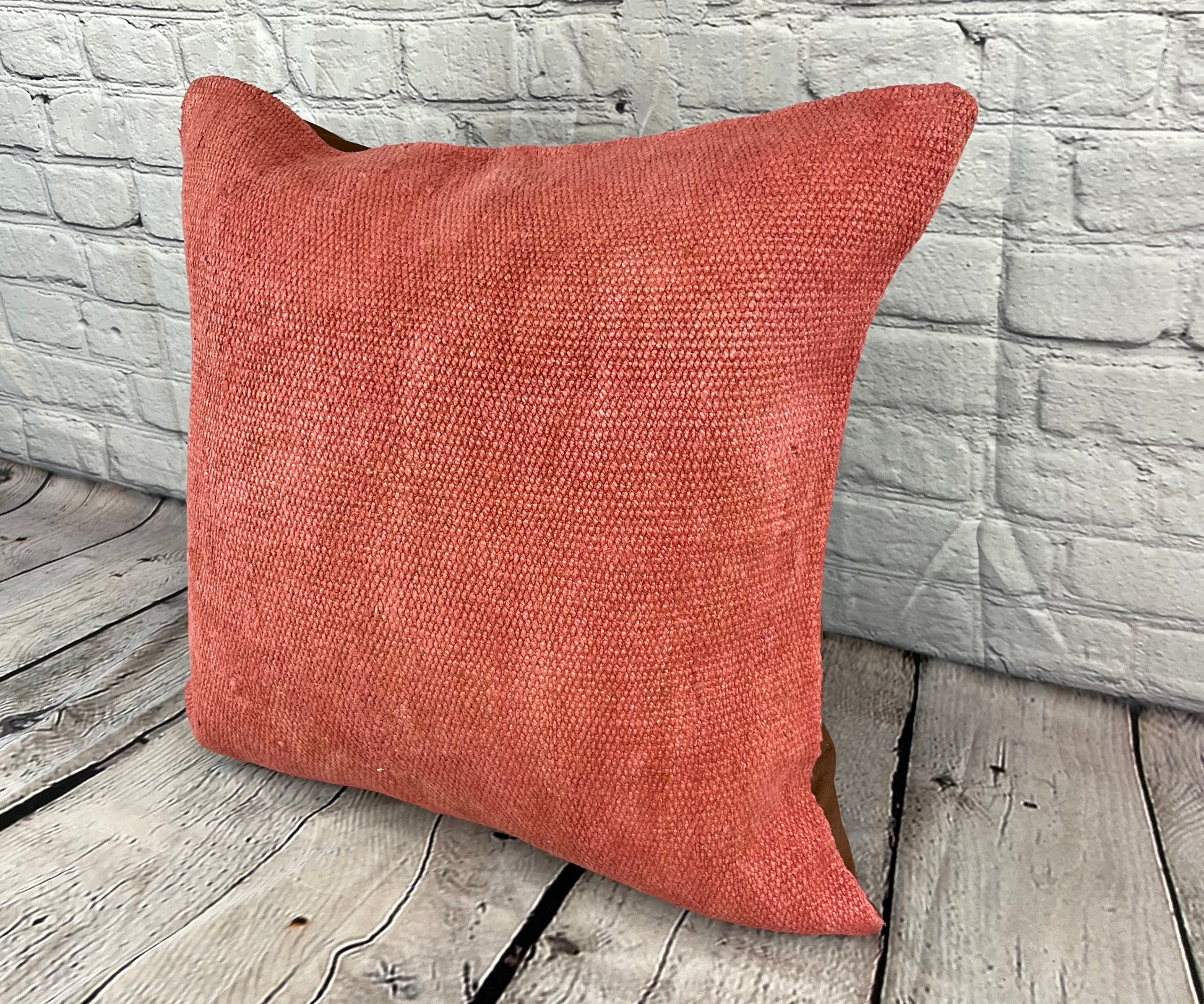 20 x 20 Hemp Pillow Turkish Cushion Natural Pinkish Red Pillow Cushion Cover #6465