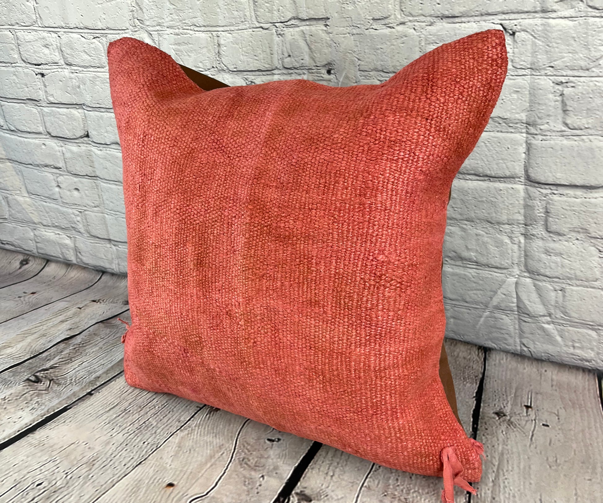 20 x 20 Hemp Pillow Turkish Cushion Natural Pinkish Red Pillow Cushion Cover #6460