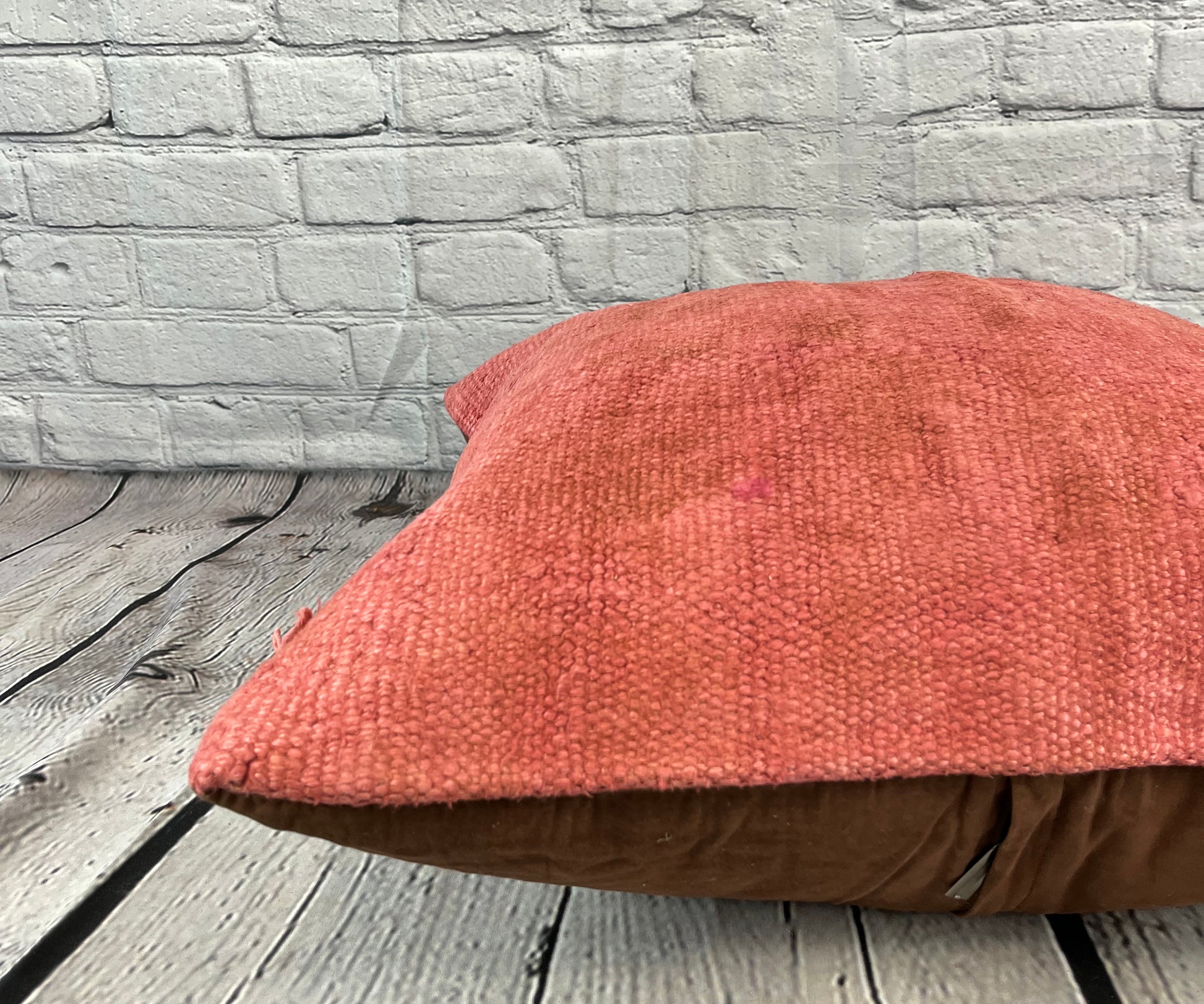 20 x 20 Hemp Pillow Turkish Cushion Natural Pinkish Red Pillow Cushion Cover #6460