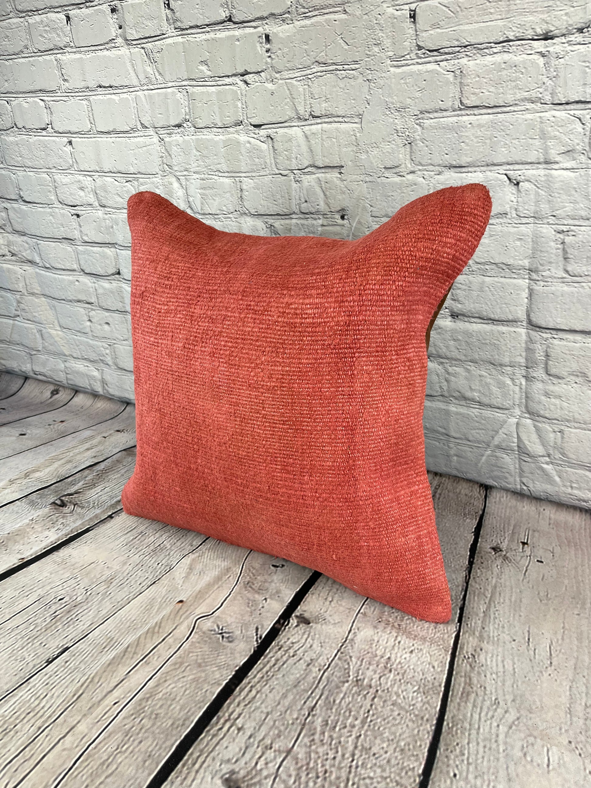 20 x 20 Hemp Pillow Turkish Cushion Natural Pinkish Red Pillow Cushion Cover #6458