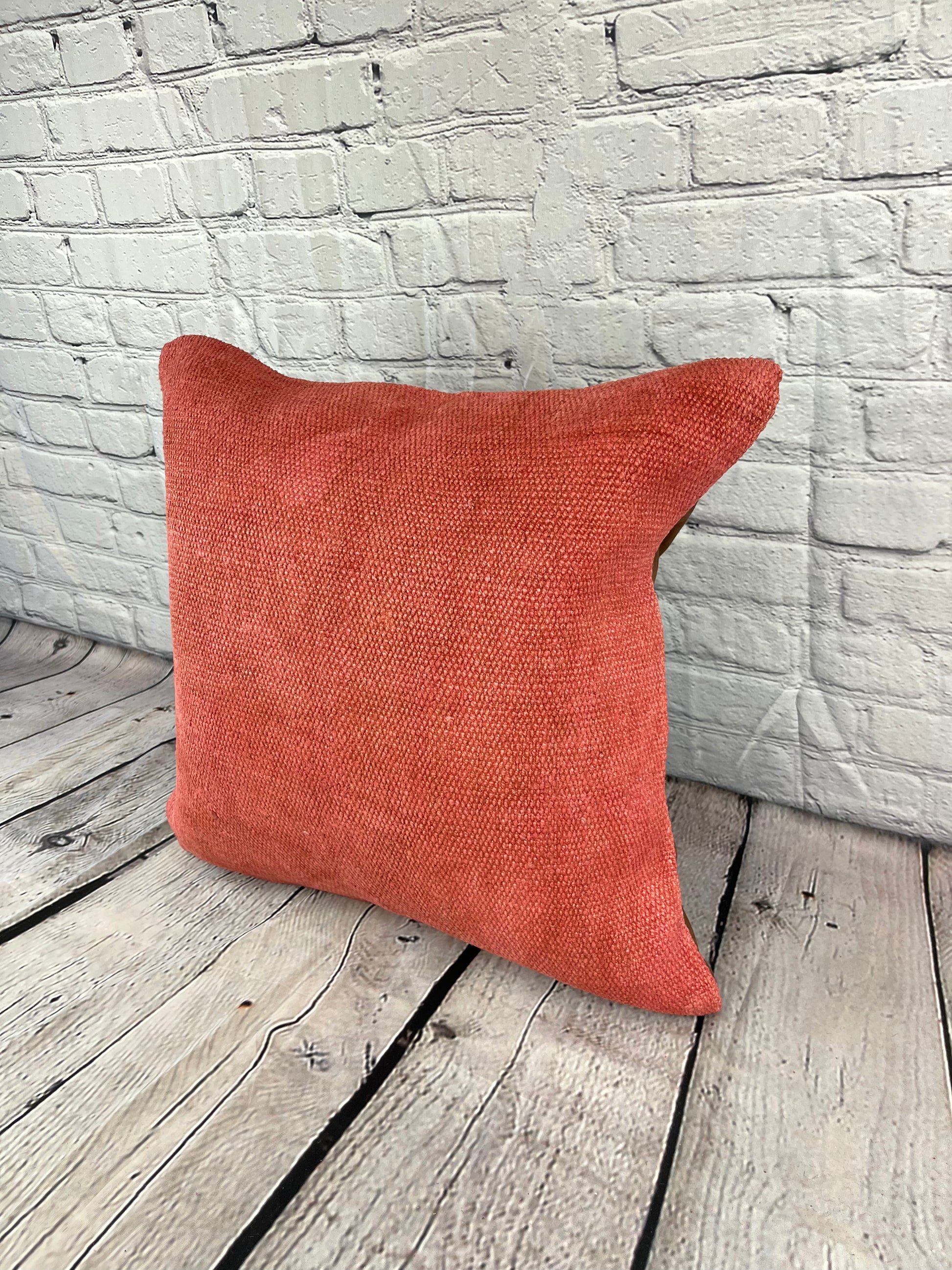 20 x 20 Hemp Pillow Turkish Cushion Natural Pinkish Red Pillow Cushion Cover #6456