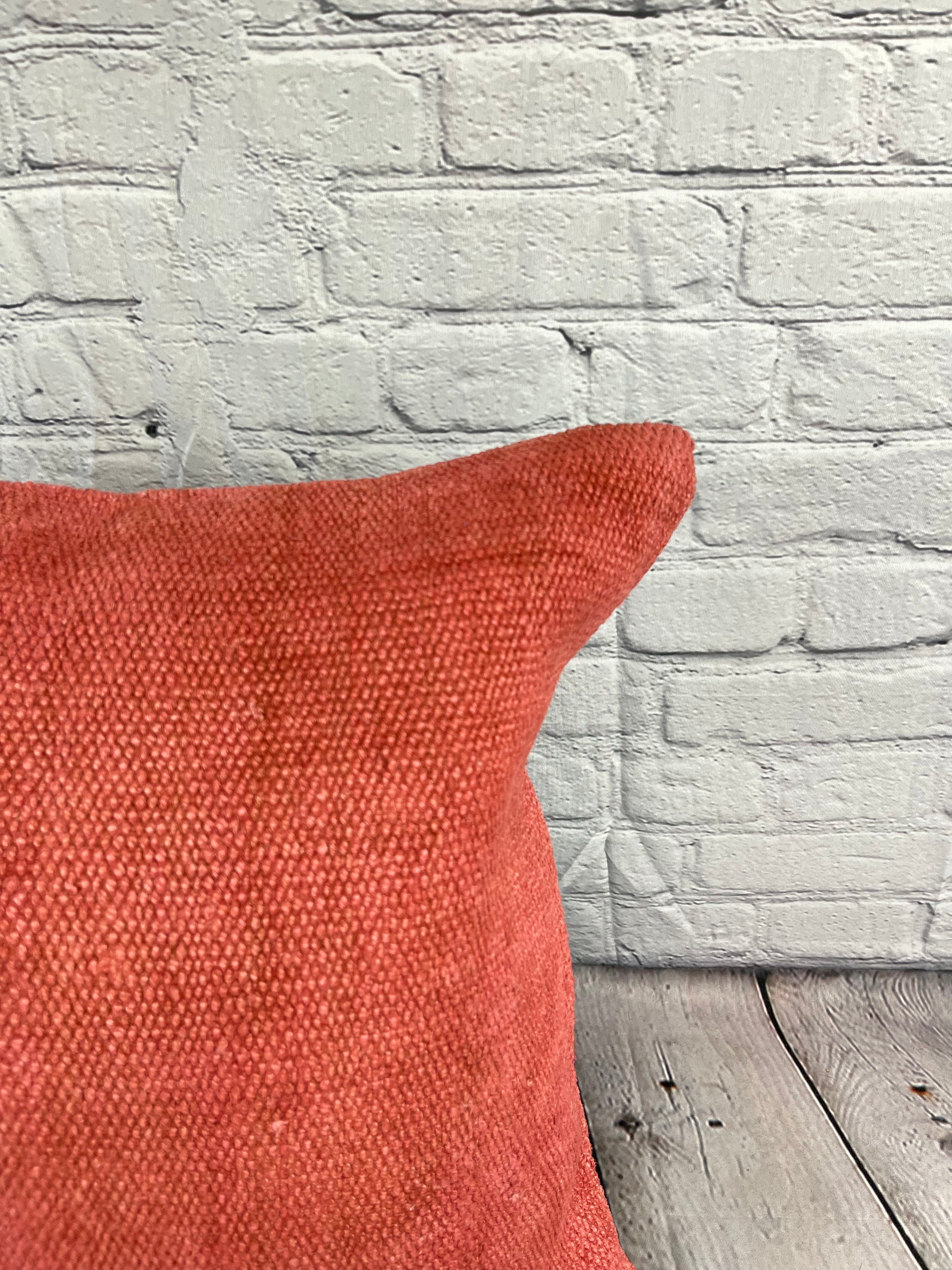 20 x 20 Hemp Pillow Turkish Cushion Natural Pinkish Red Pillow Cushion Cover #6456