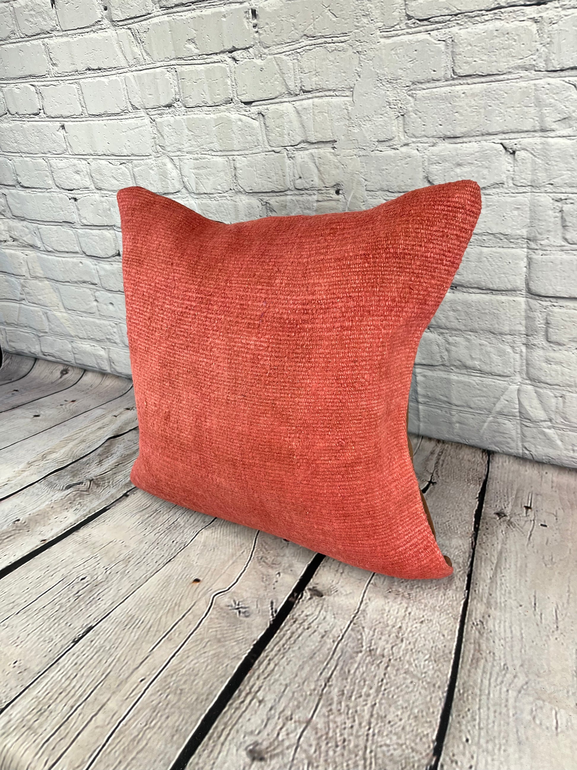 20 x 20 Hemp Pillow Turkish Cushion Natural Pinkish Red Pillow Cushion Cover #6455