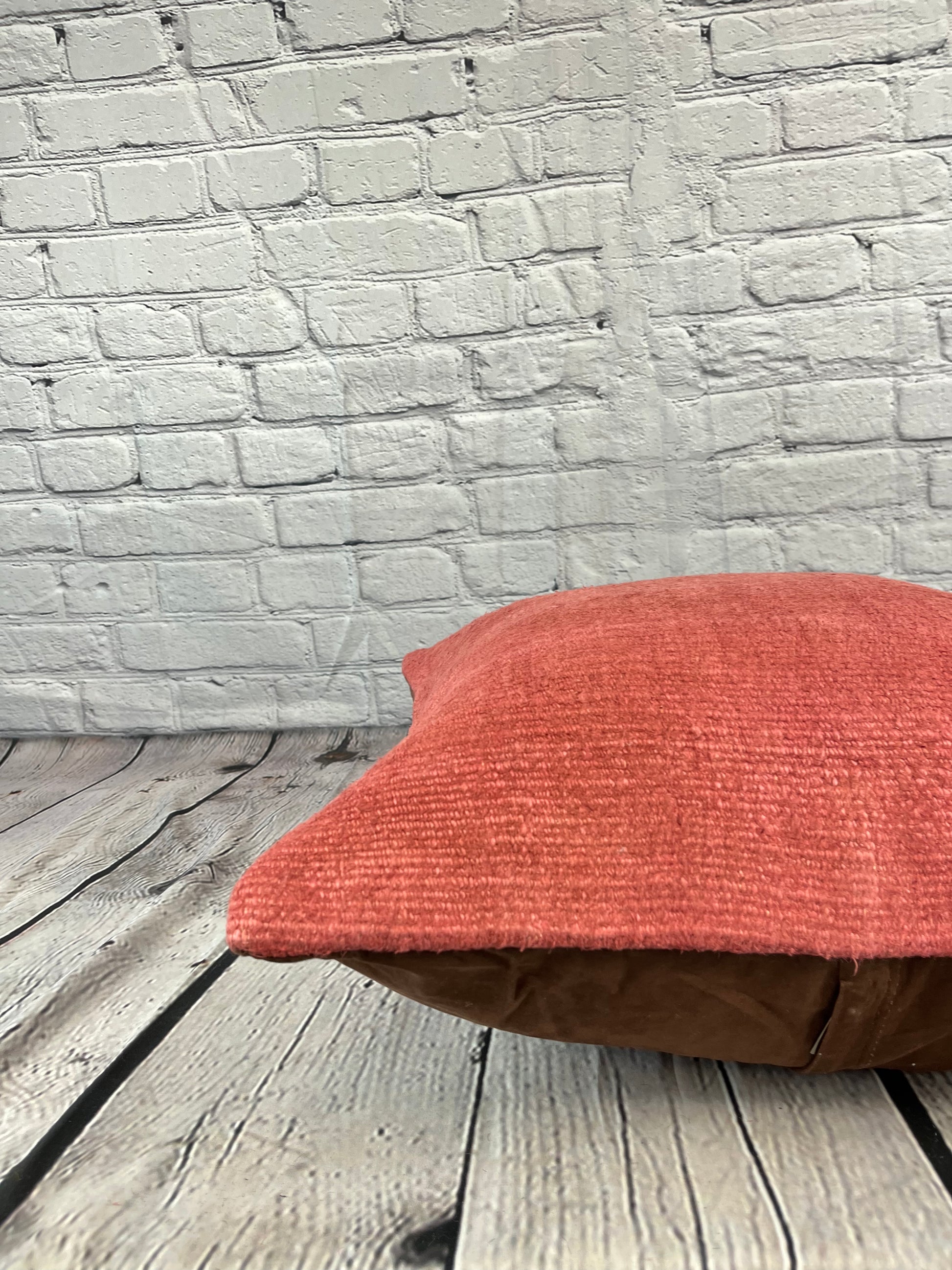 20 x 20 Hemp Pillow Turkish Cushion Natural Pinkish Red Pillow Cushion Cover #6455