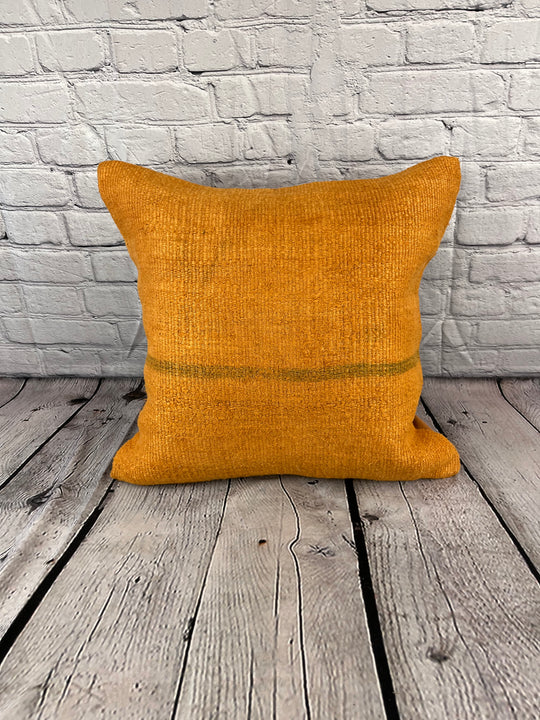 20 x 20 Hemp Pillow Turkish Cushion Natural Orange Pillow Cushion Cover #6293