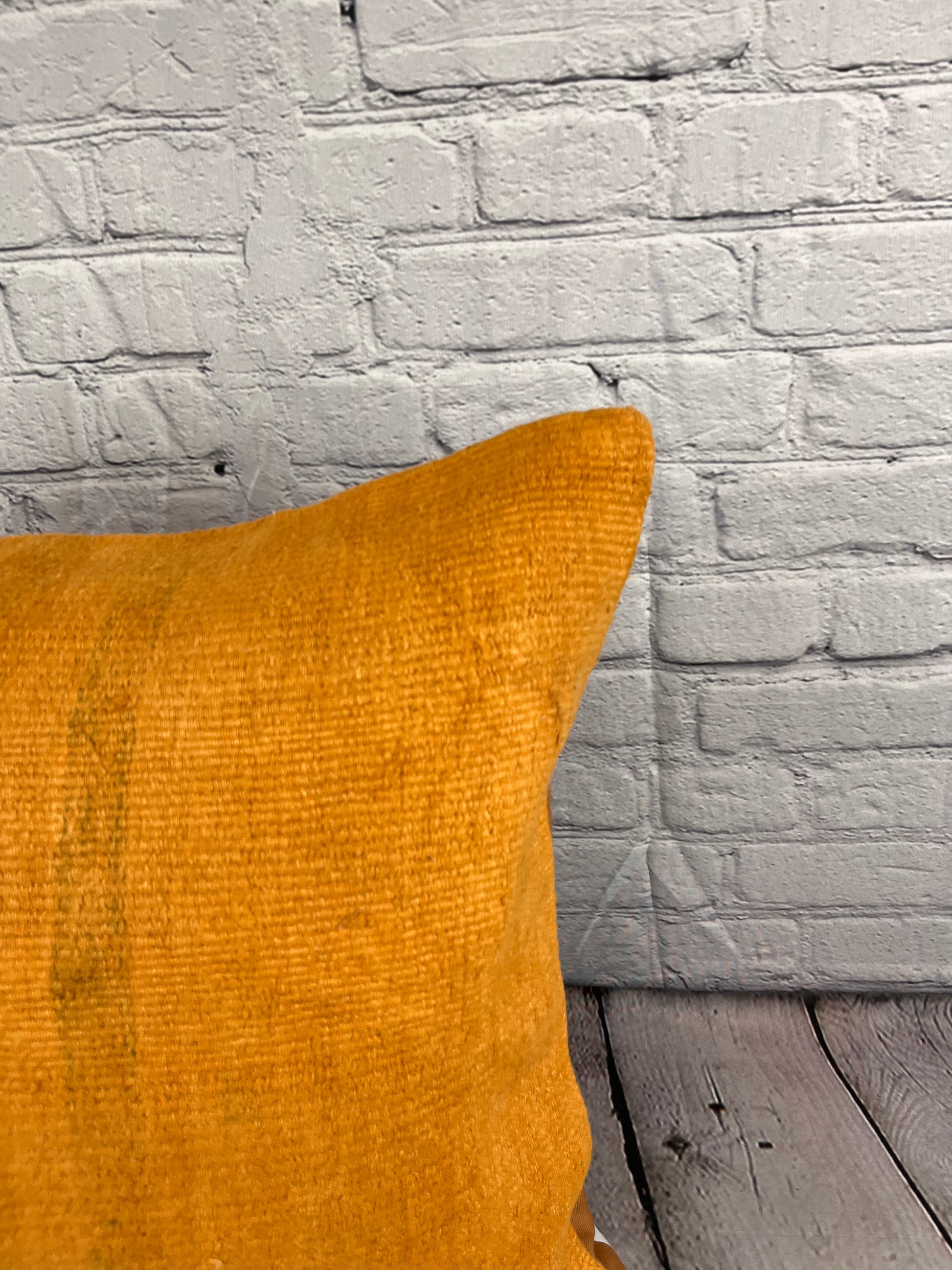 20 x 20 Hemp Pillow Turkish Cushion Natural Orange Pillow Cushion Cover #6297