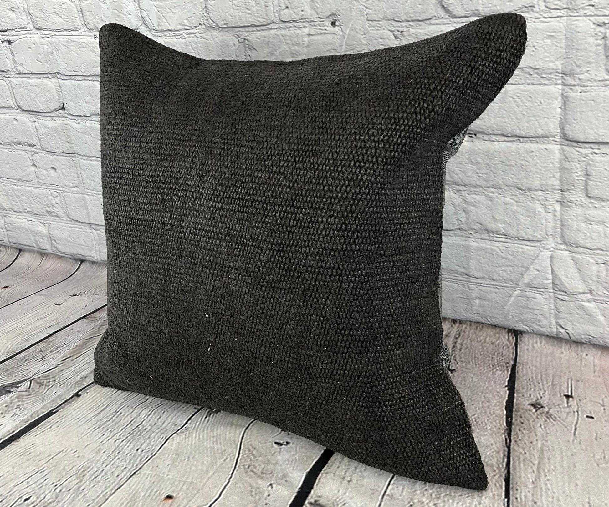 20 x 20 Hemp Pillow Turkish Cushion Natural Grayish Black Pillow Cushion Cover #6326