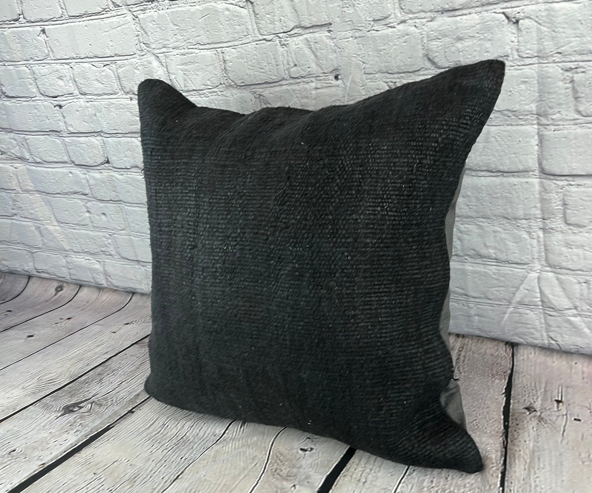 20 x 20 Hemp Pillow Turkish Cushion Natural Grayish Black Pillow Cushion Cover #6335