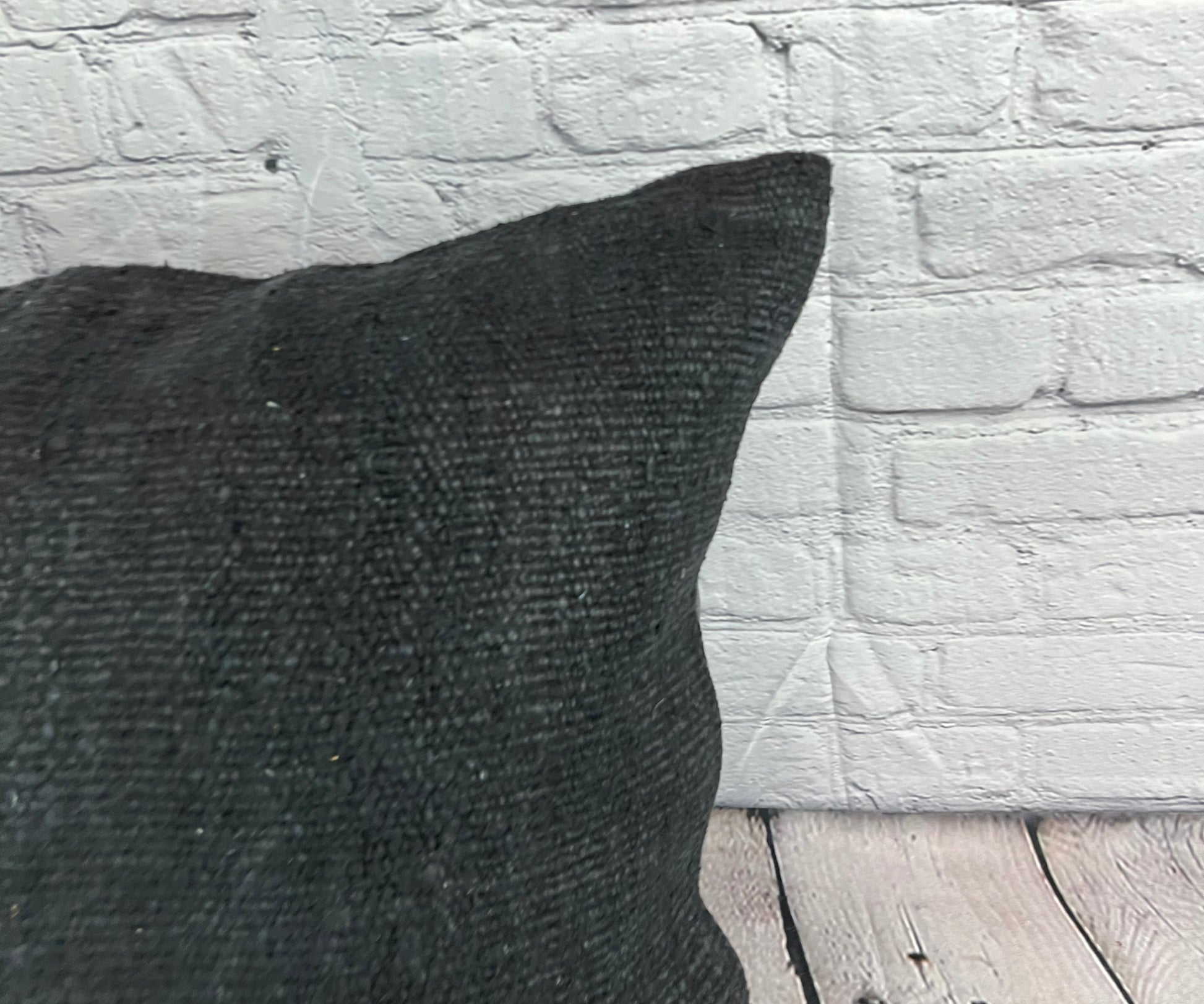 20 x 20 Hemp Pillow Turkish Cushion Natural Grayish Black Pillow Cushion Cover #6335