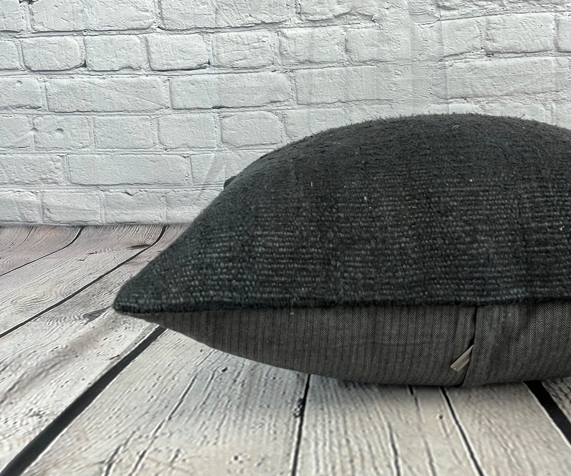 20 x 20 Hemp Pillow Turkish Cushion Natural Grayish Black Pillow Cushion Cover #6337