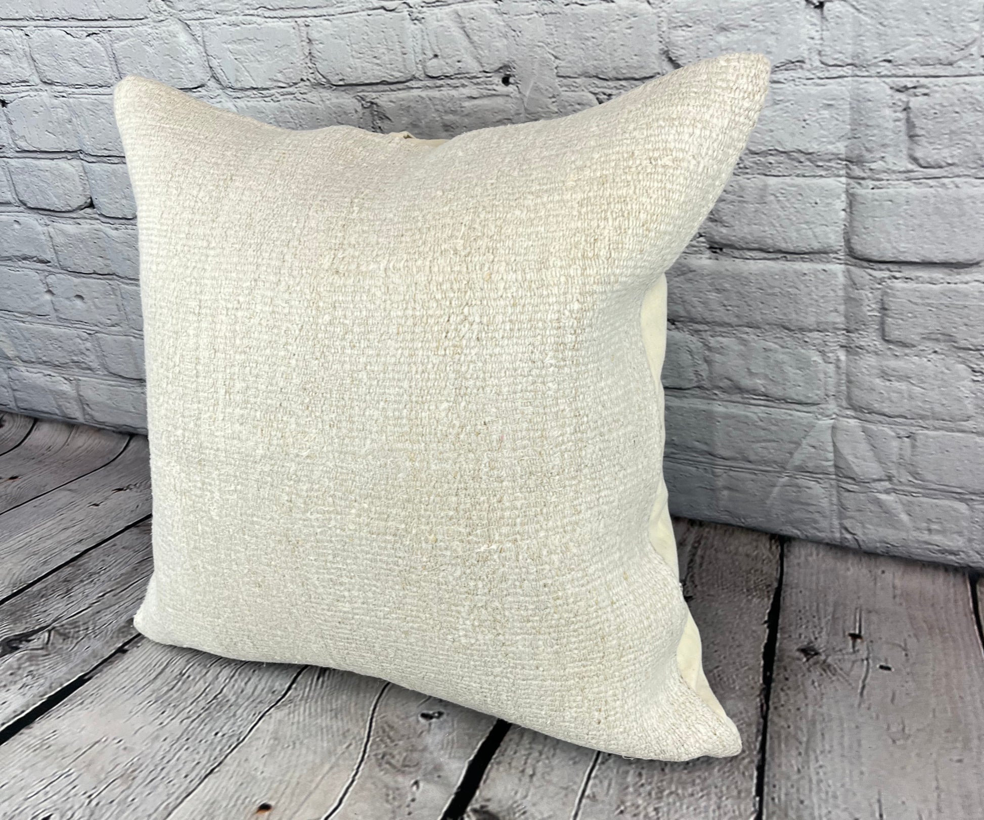 20 x 20 Hemp Pillow Turkish Cushion Natural Grayish White Pillow Cushion Cover #6523