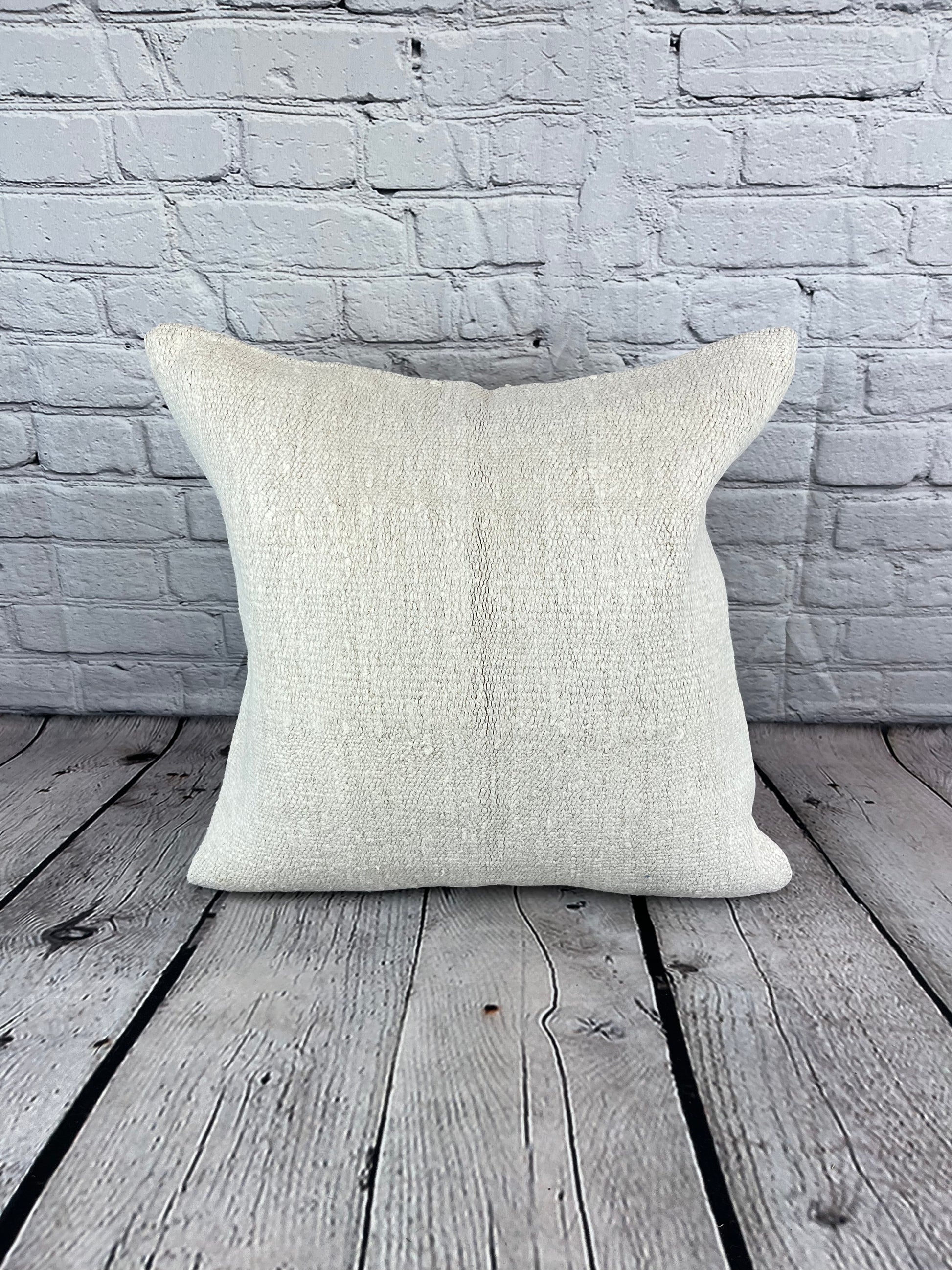 20 x 20 Hemp Pillow Turkish Cushion Natural Grayish White Pillow Cushion Cover #6583