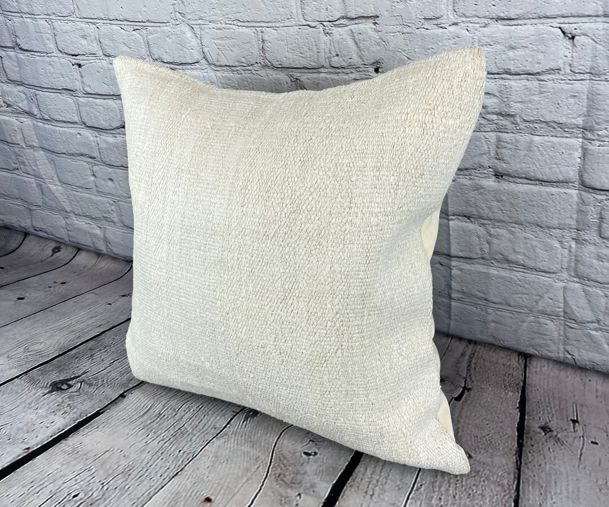 20 x 20 Hemp Pillow Turkish Cushion Natural Grayish White Pillow Cushion Cover #6540