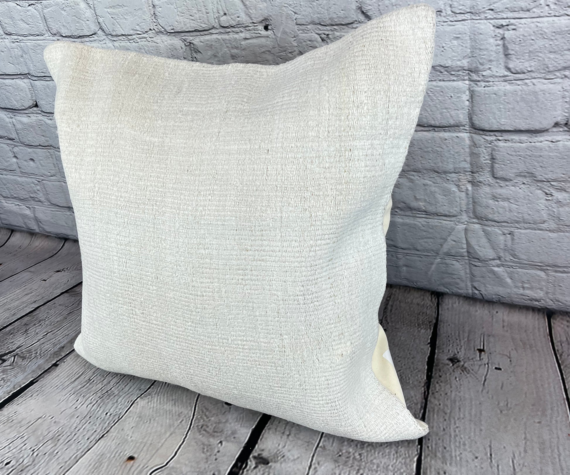 20 x 20 Hemp Pillow Turkish Cushion Natural Grayish White Pillow Cushion Cover #6551