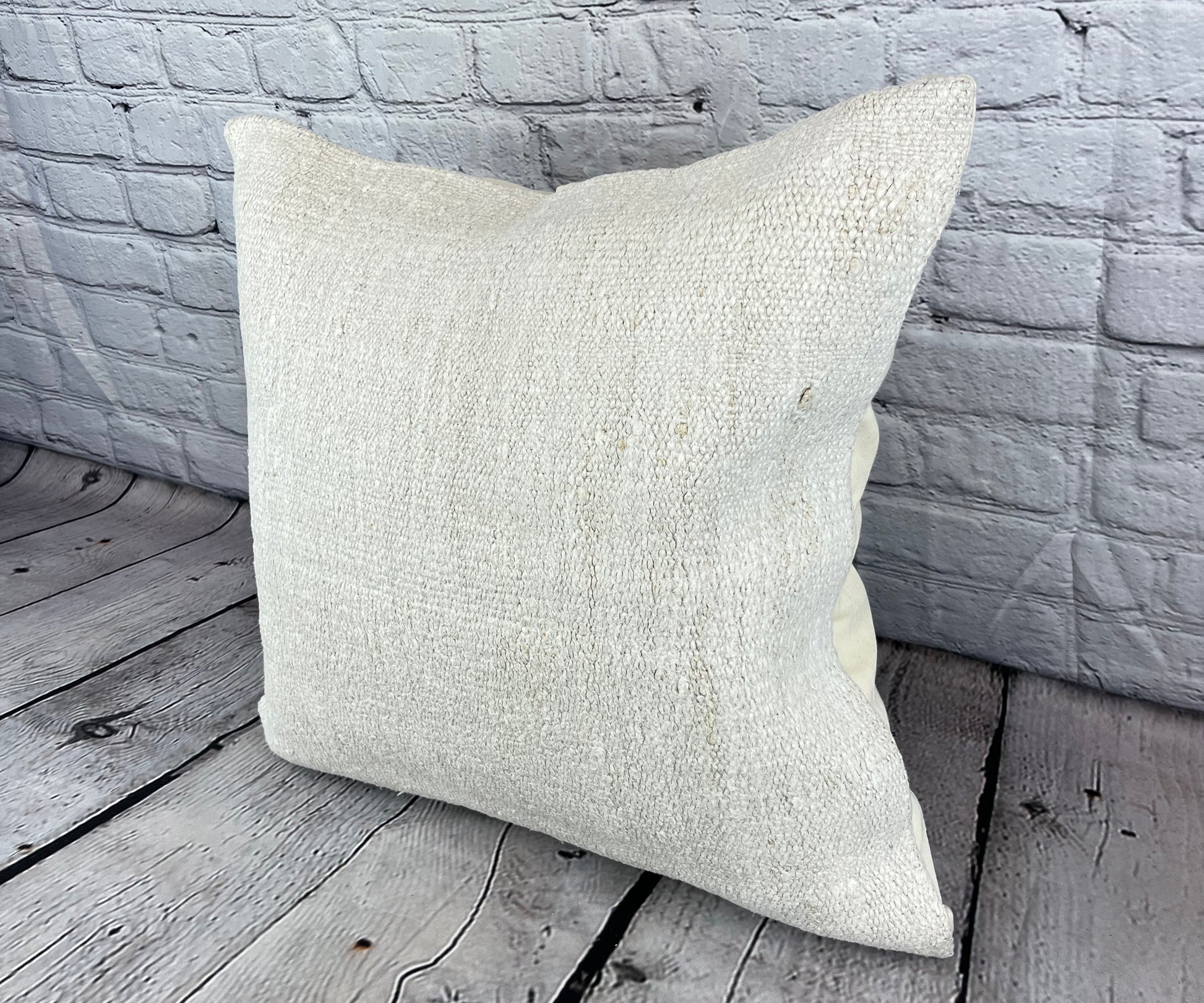 20 x 20 Hemp Pillow Turkish Cushion Natural Grayish White Pillow Cushion Cover #6554