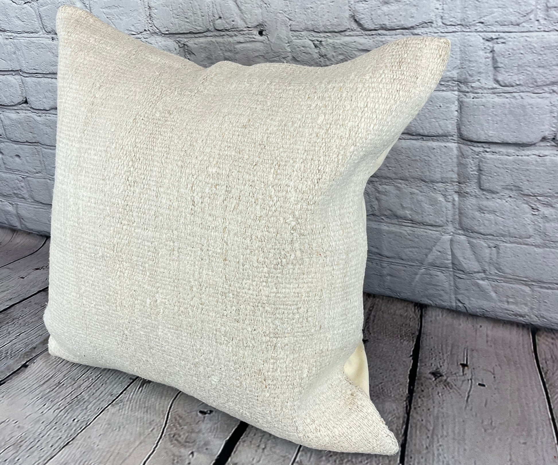 20 x 20 Hemp Pillow Turkish Cushion Natural Grayish White Pillow Cushion Cover #6504