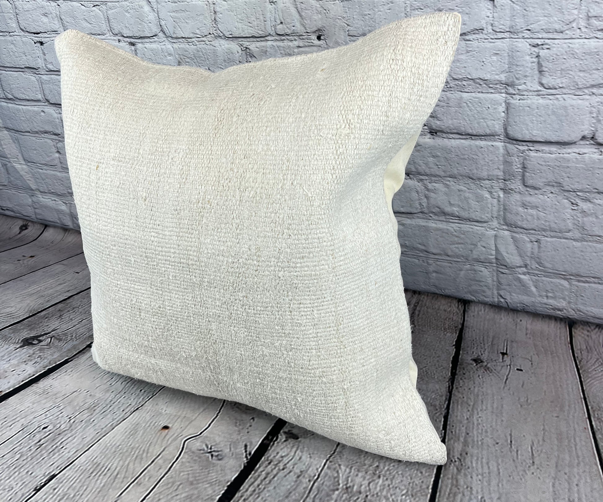 20 x 20 Hemp Pillow Turkish Cushion Natural Grayish White Pillow Cushion Cover #6508