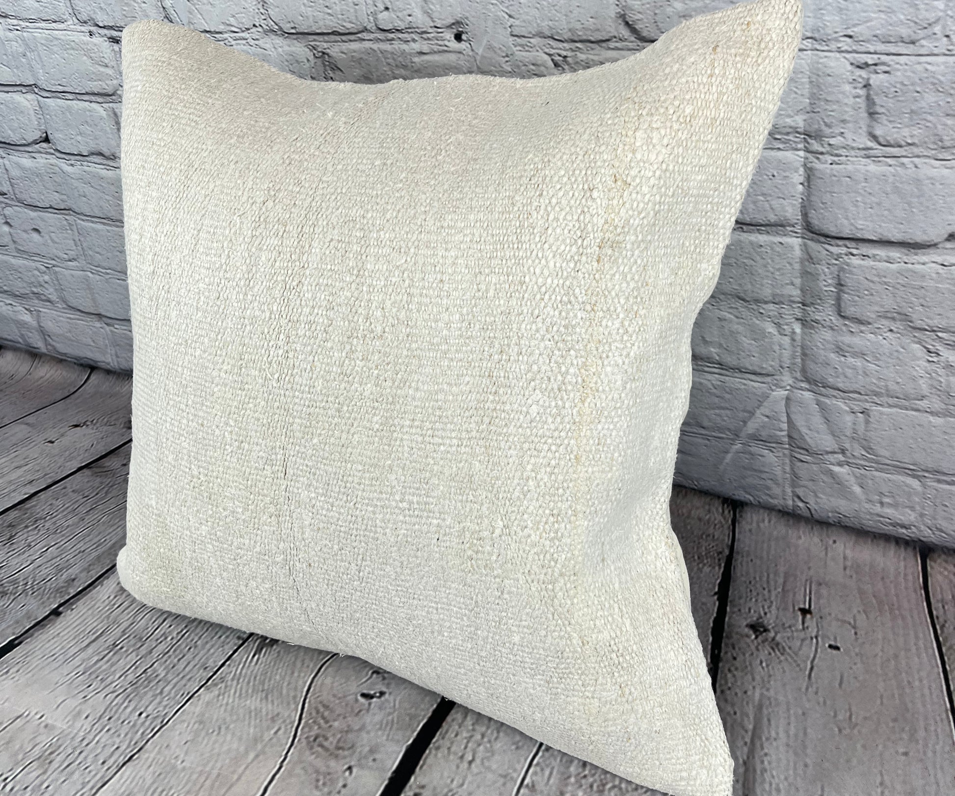 20 x 20 Hemp Pillow Turkish Cushion Natural Grayish White Pillow Cushion Cover #6581