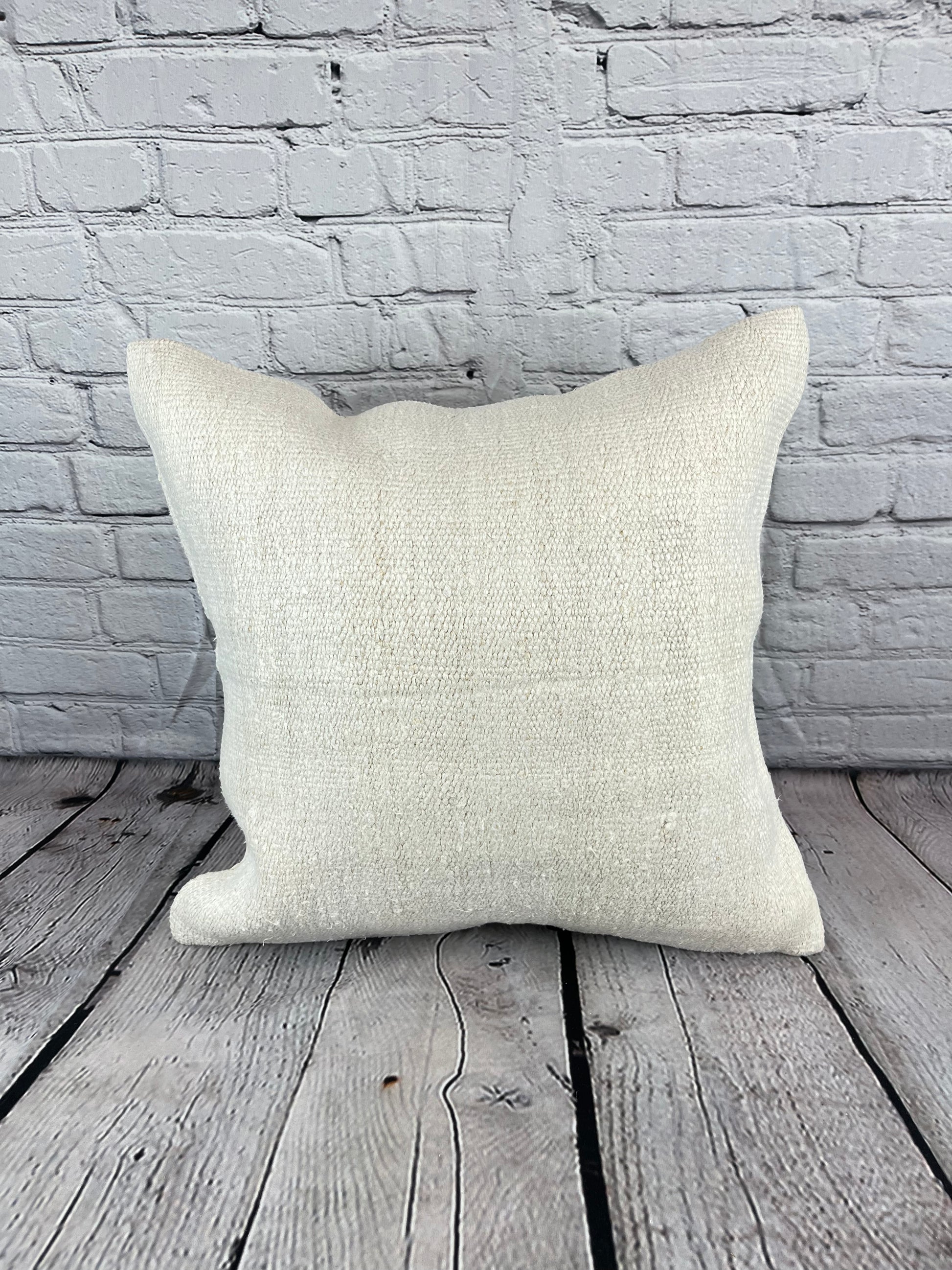 20 x 20 Hemp Pillow Turkish Cushion Natural Grayish White Pillow Cushion Cover #6563