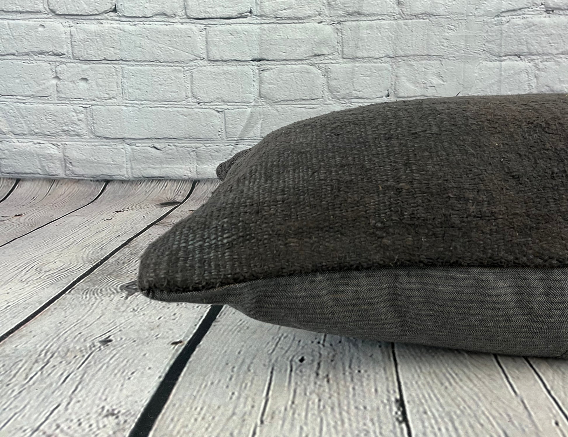 16 x 24 Hemp Pillow Turkish Cushion Natural Black Pillow Cushion Cover #6055