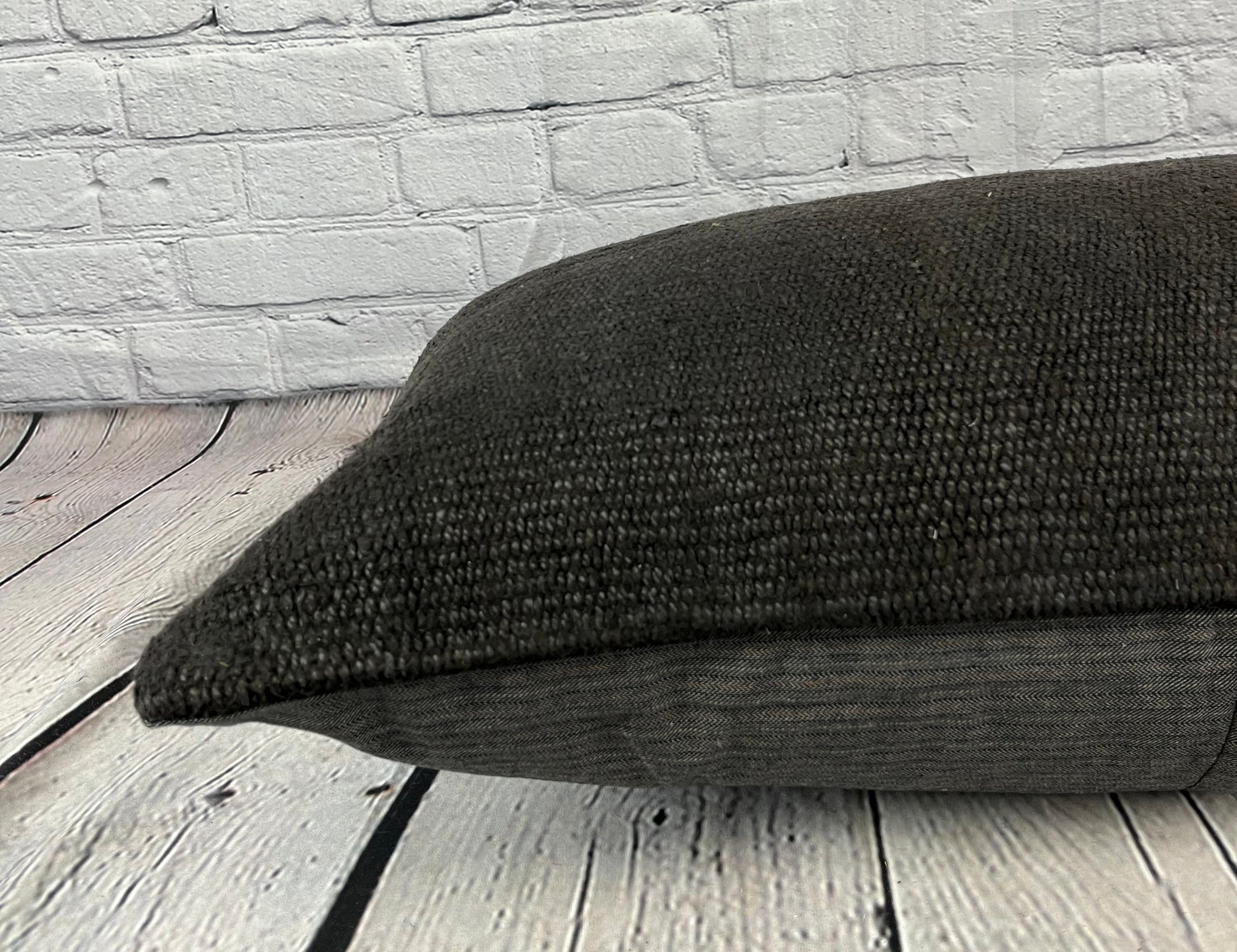 16 x 24 Hemp Pillow Turkish Cushion Natural Black Pillow Cushion Cover #6047