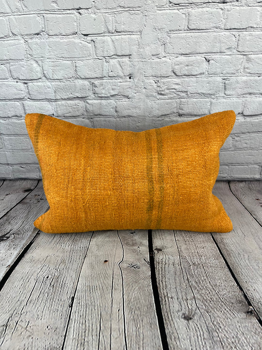 16 x 24 Hemp Pillow Turkish Cushion Natural Orange Pillow Cushion Cover #6261