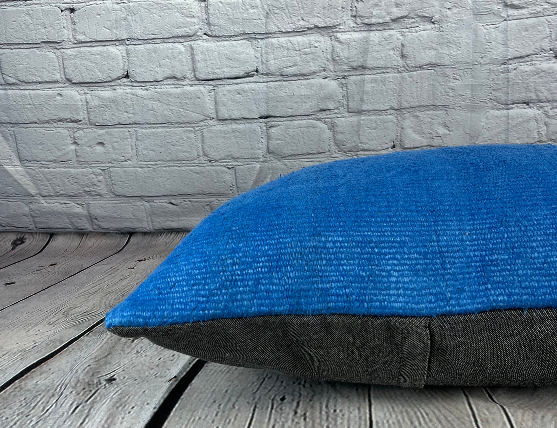 16 x 24 Hemp Pillow Turkish Cushion Natural Blue Pillow Cushion Cover #6244