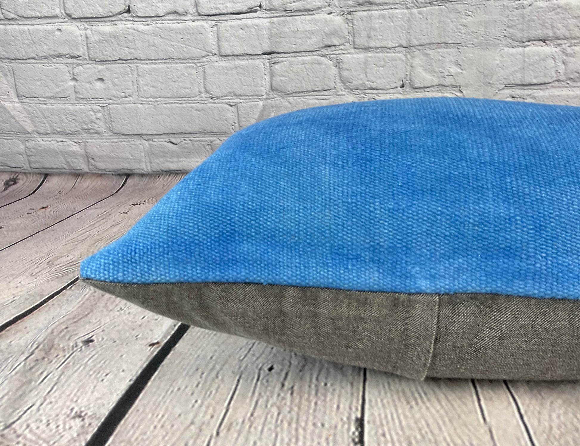 16 x 24 Hemp Pillow Turkish Cushion Natural Blue Pillow Cushion Cover #6250