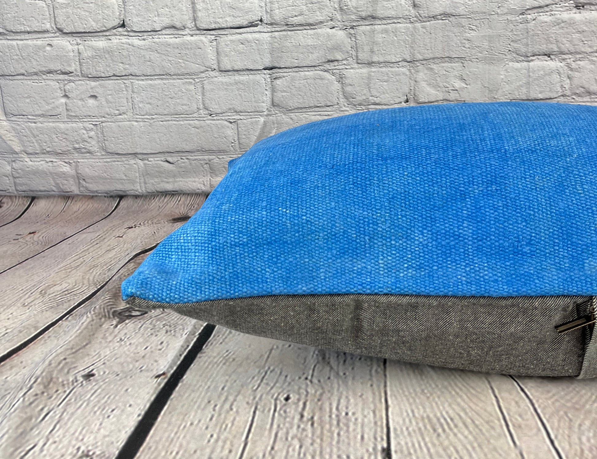 16 x 24 Hemp Pillow Turkish Cushion Natural Blue Pillow Cushion Cover #6255