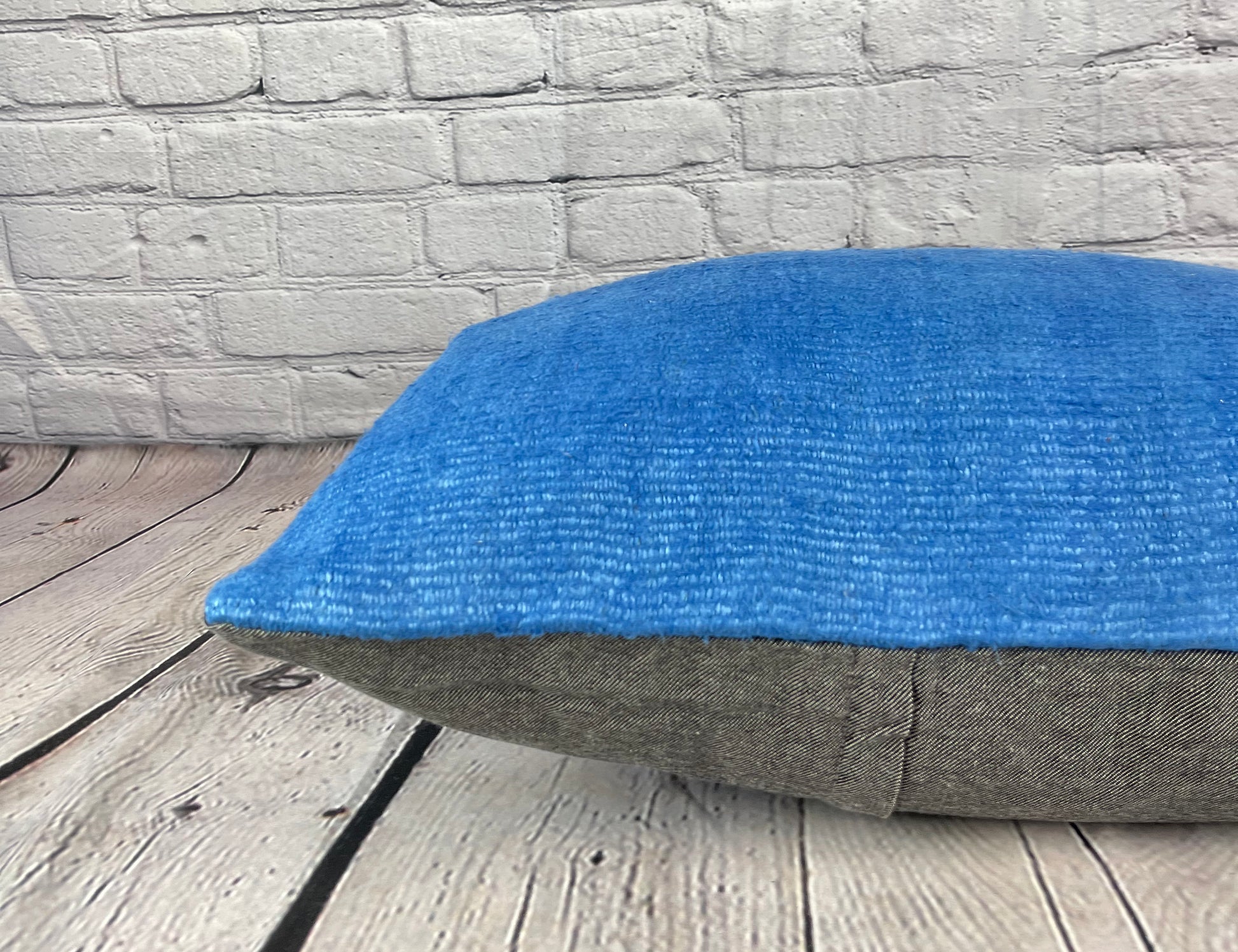 16 x 24 Hemp Pillow Turkish Cushion Natural Blue Pillow Cushion Cover #6258
