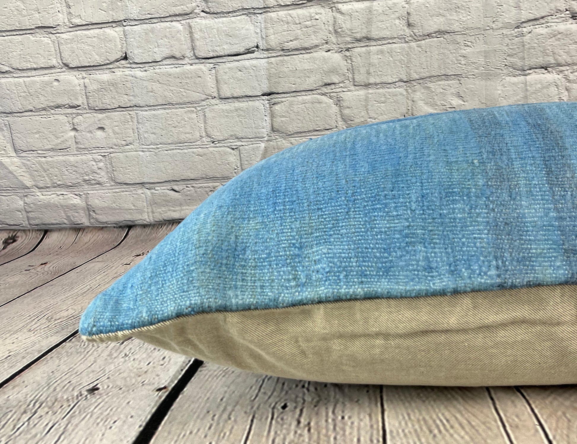 16 x 24 Hemp Pillow Turkish Cushion Natural Blue Pillow Cushion Cover #6223