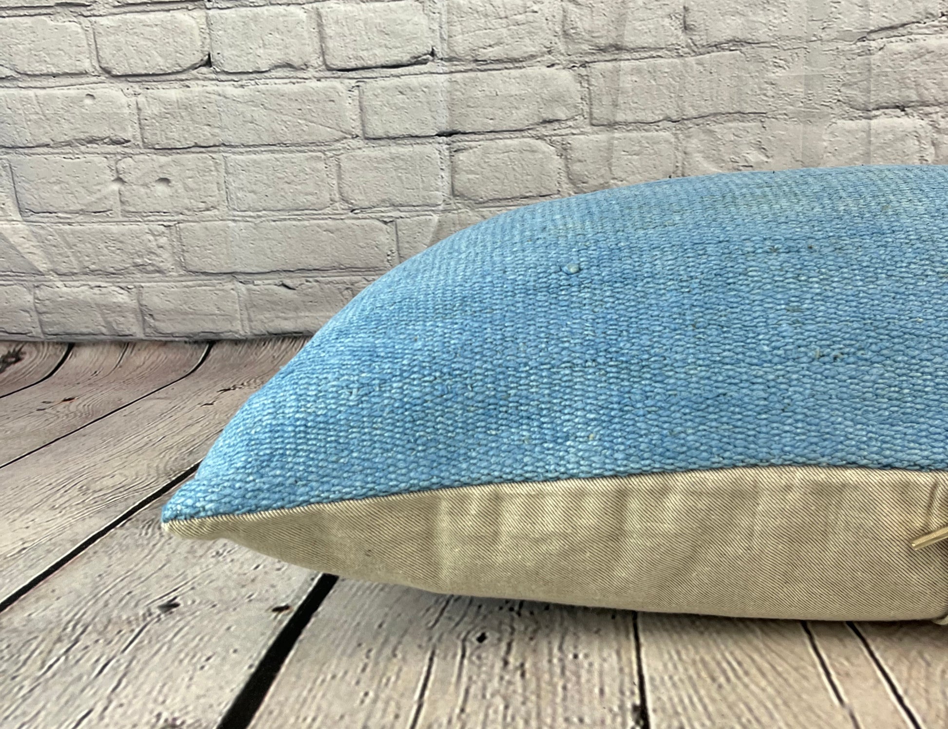 16 x 24 Hemp Pillow Turkish Cushion Natural Blue Pillow Cushion Cover #6227