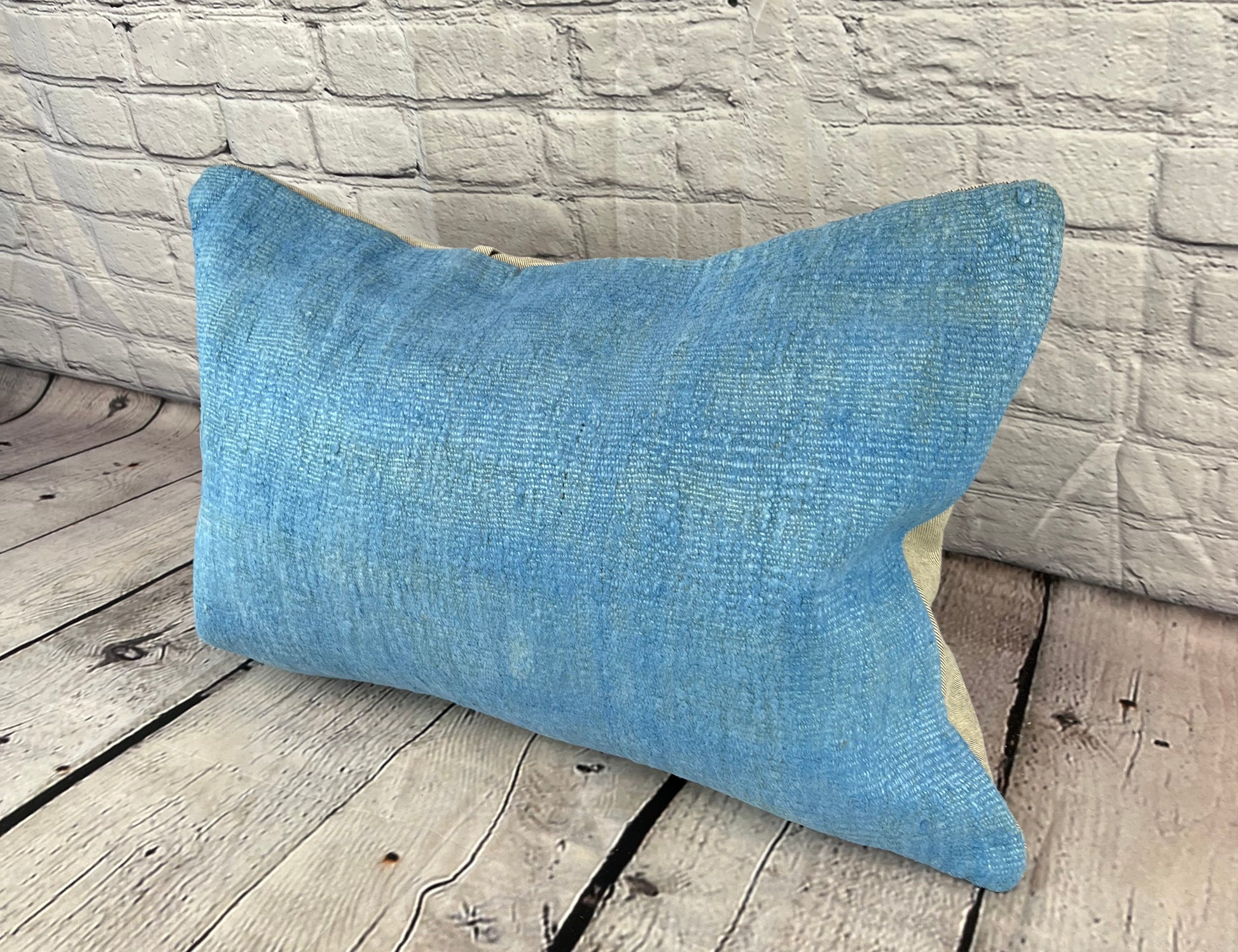 16 x 24 Hemp Pillow Turkish Cushion Natural Blue Pillow Cushion Cover #6226