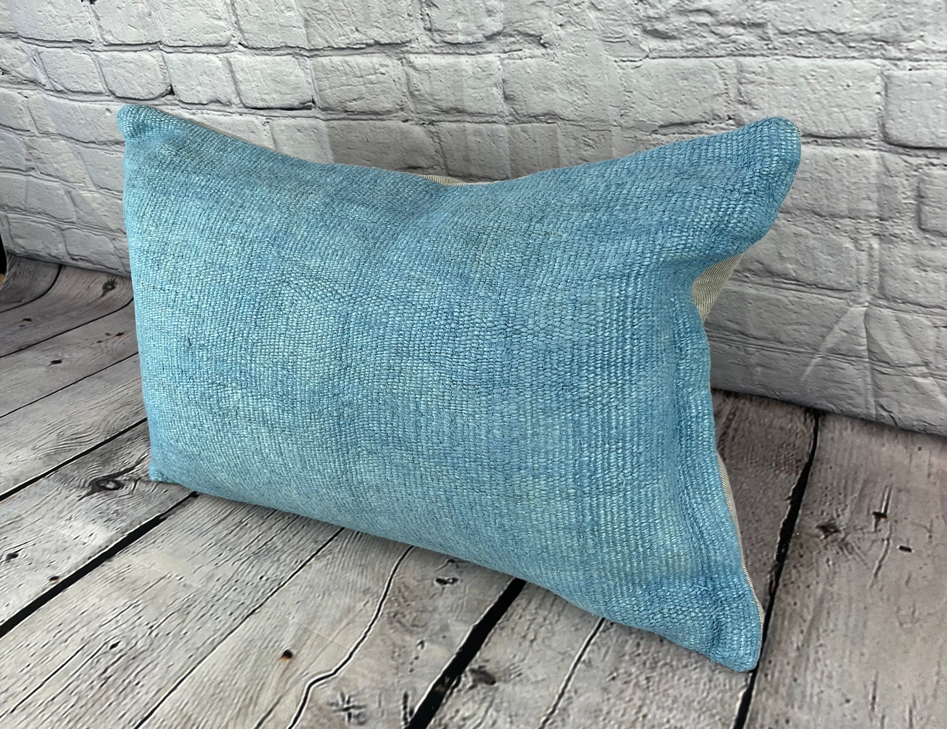 16 x 24 Hemp Pillow Turkish Cushion Natural Blue Pillow Cushion Cover #6221