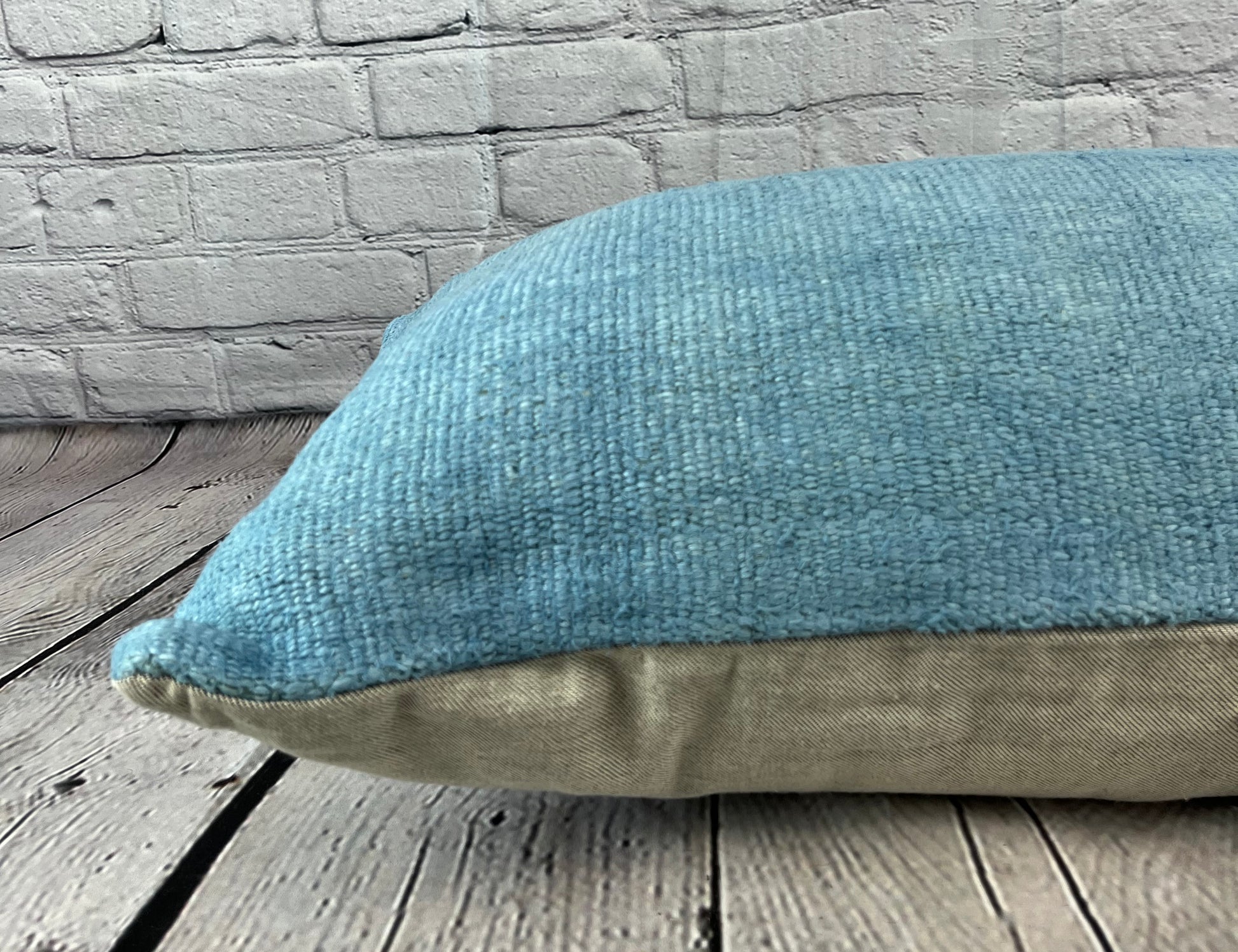 16 x 24 Hemp Pillow Turkish Cushion Natural Blue Pillow Cushion Cover #6221